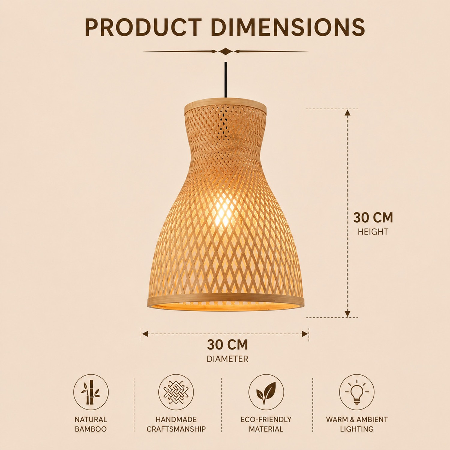 Image of INDIACRAFT Bamboo Flore Lamp Chandelier Ceiling Lamp