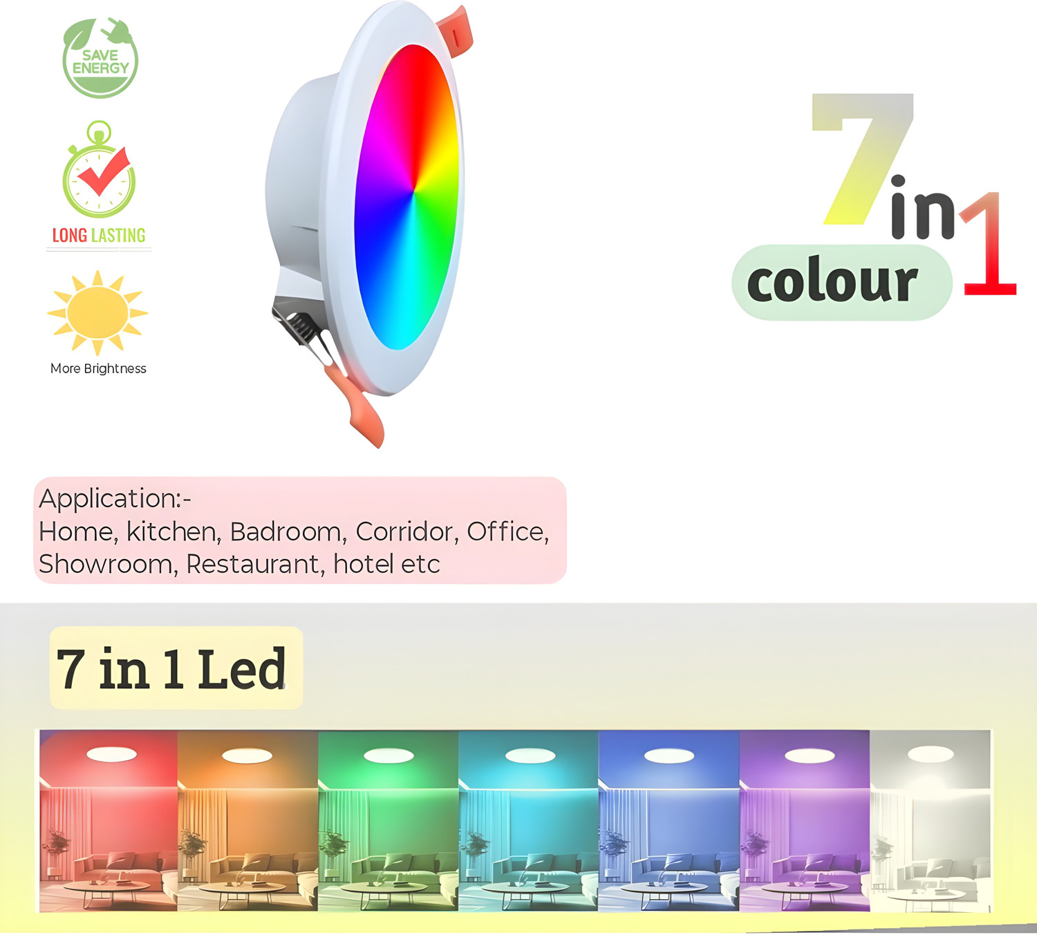 Image of MNLight 9 watt maxa model Down Light pack of Dm-8 Ceiling Light Ceiling Lamp (Multicolor)