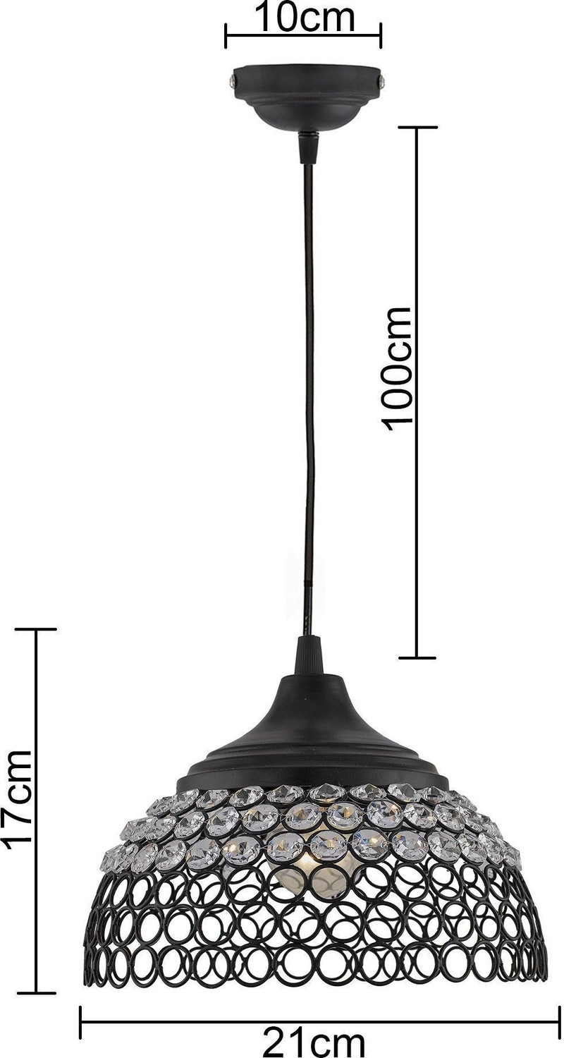 Image of Homesake Matt Black Crystal Hanging Hemisphere Light, Ceiling Light, Nordic E27 Pendant Pendant Lamp Ceiling Lamp