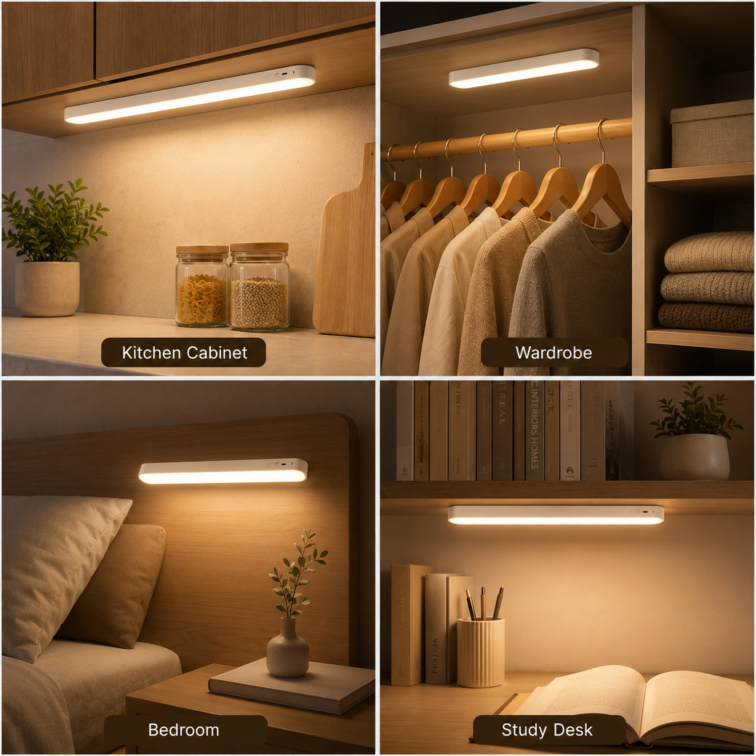 Image of Refulgix 30cm Magnetic Cabinet Light USB Rechargeable 20 LED Wardrobe Light 3 Mode Surface Ceiling Light Ceiling Lamp
