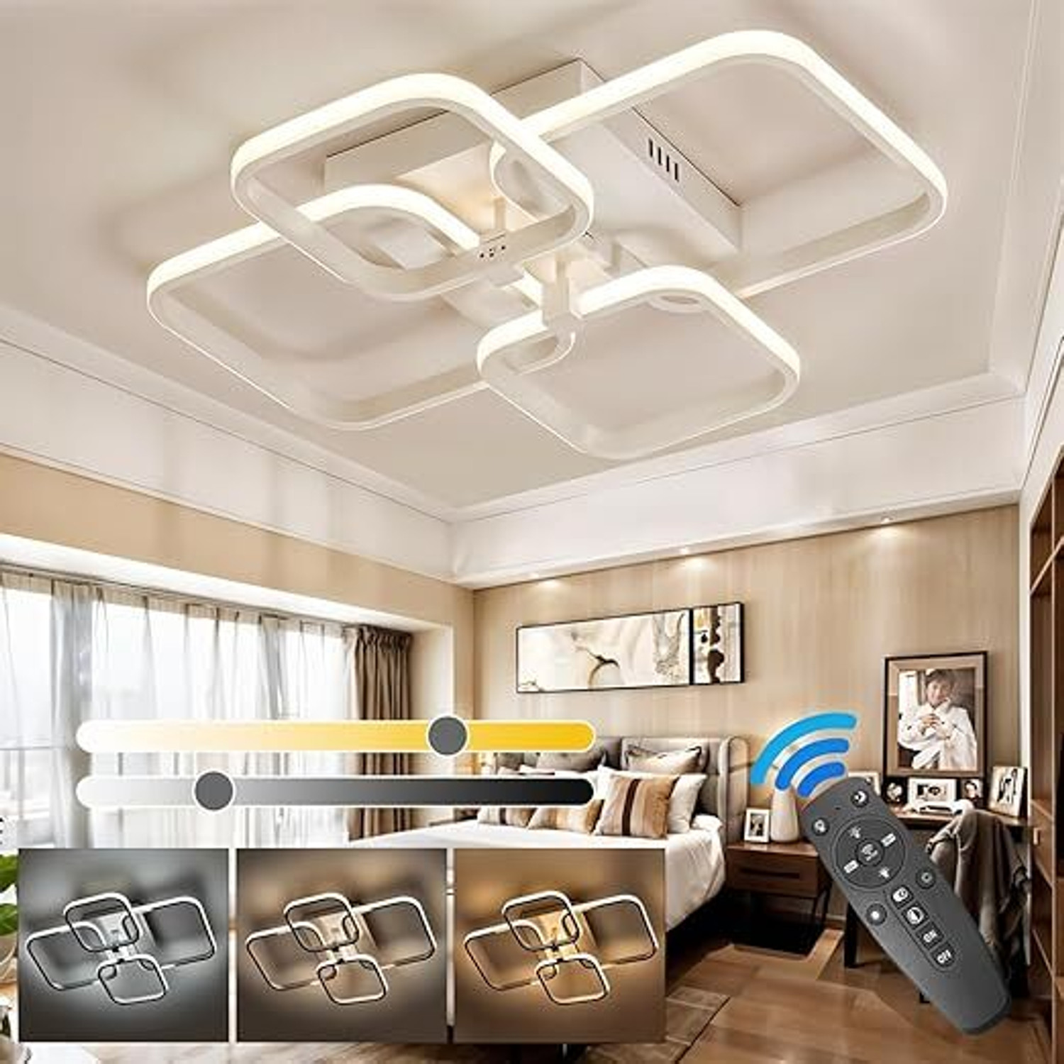 Image of Prmoagen LED Ceiling Light with Remote Control Chandelier Ceiling Lamp