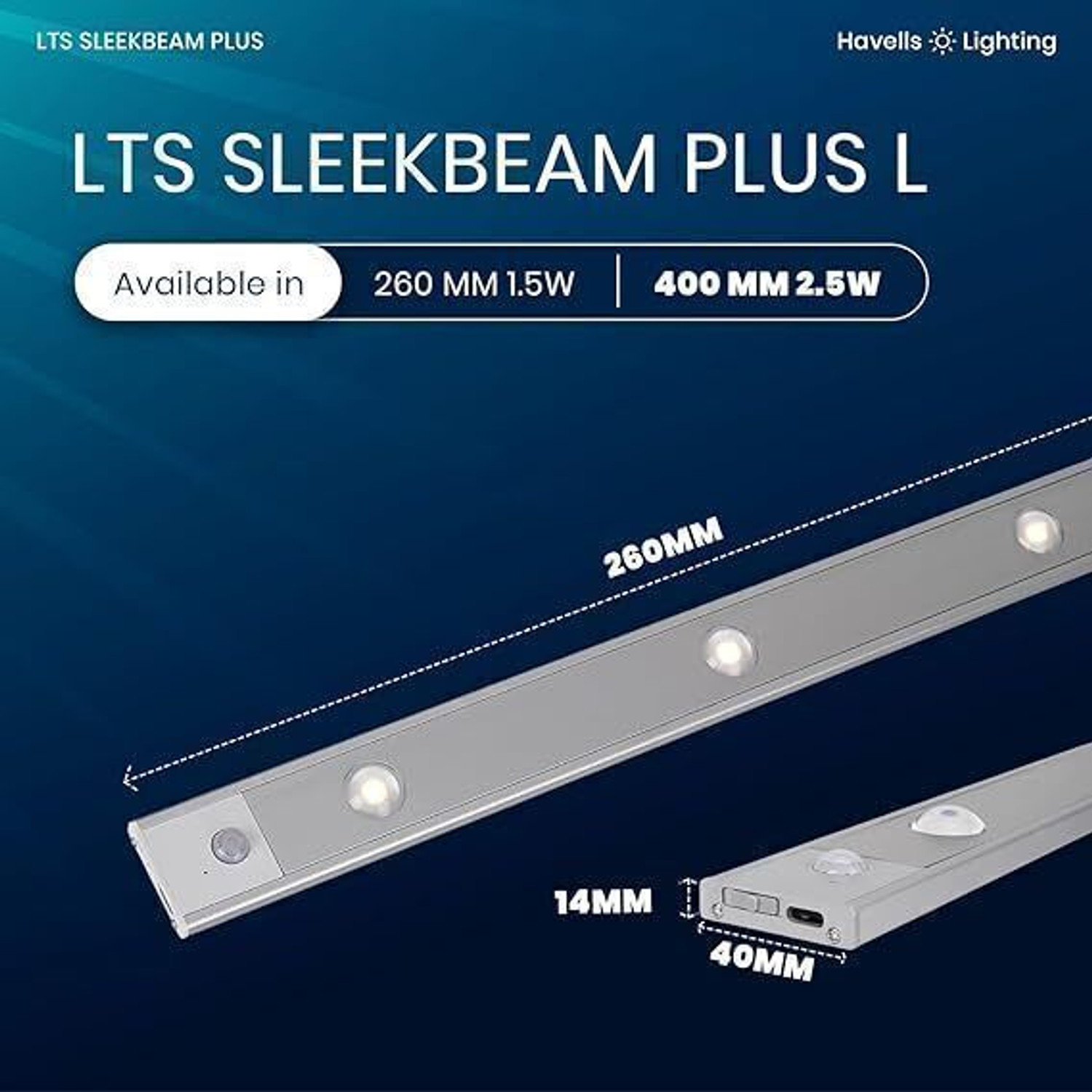 Image of HAVELLS LTS SLEEKBEAM PLUS L 400 MM 2.5W MOTION SENSOR Ceiling Light Ceiling Lamp