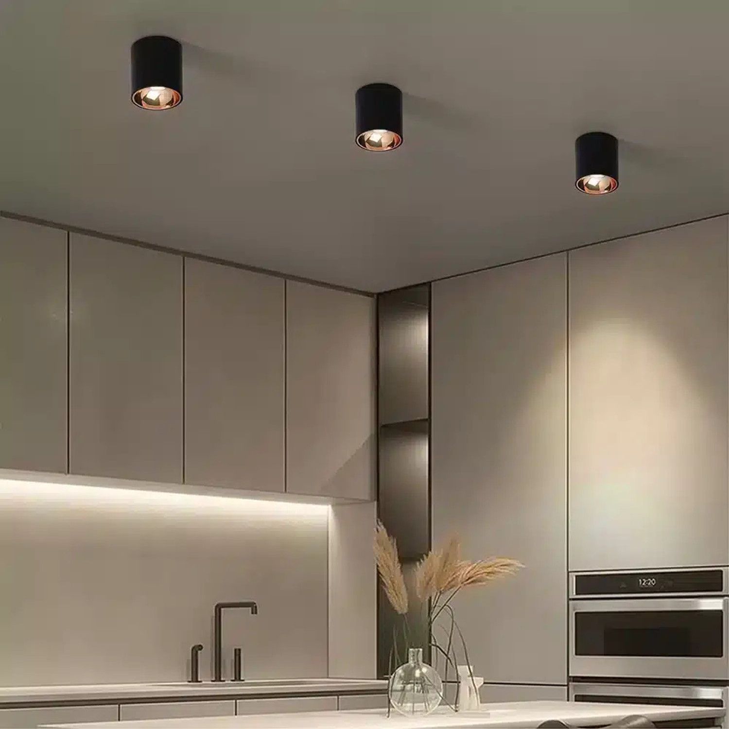 Image of Hybrix LED (6 Watt) Drum Light | Cylinder Light | Spot wall /Ceiling Surface Light, Rose Gold Chrome, IP67 Waterproof, Indoor /Outdoor Use, Optical COB LED, Black Body, Natural White Light (PACK OF 3) Post Light Outdoor Lamp