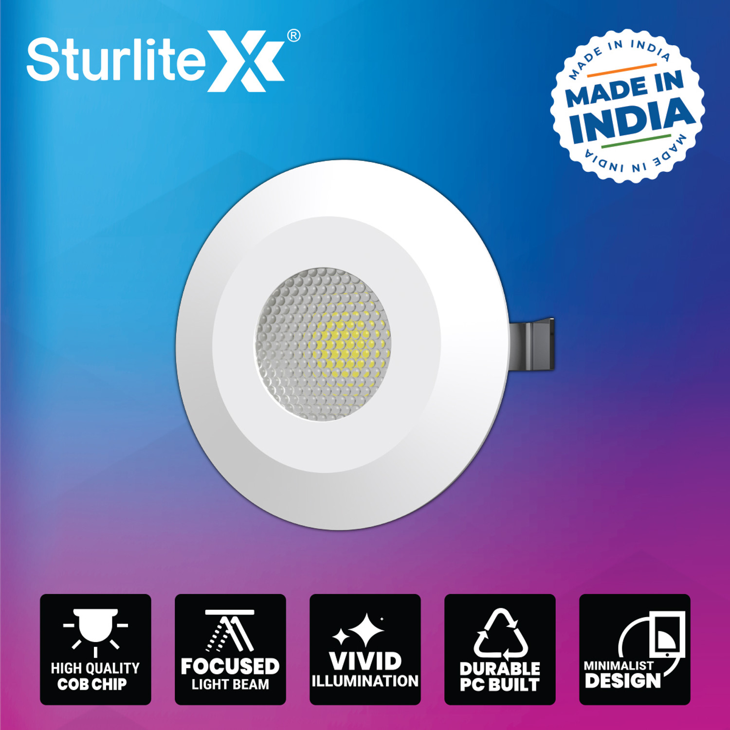 Image of Sturlite Eva Spotlight with CRI Tech - (Pack of 10) Recessed Ceiling Light Ceiling Lamp