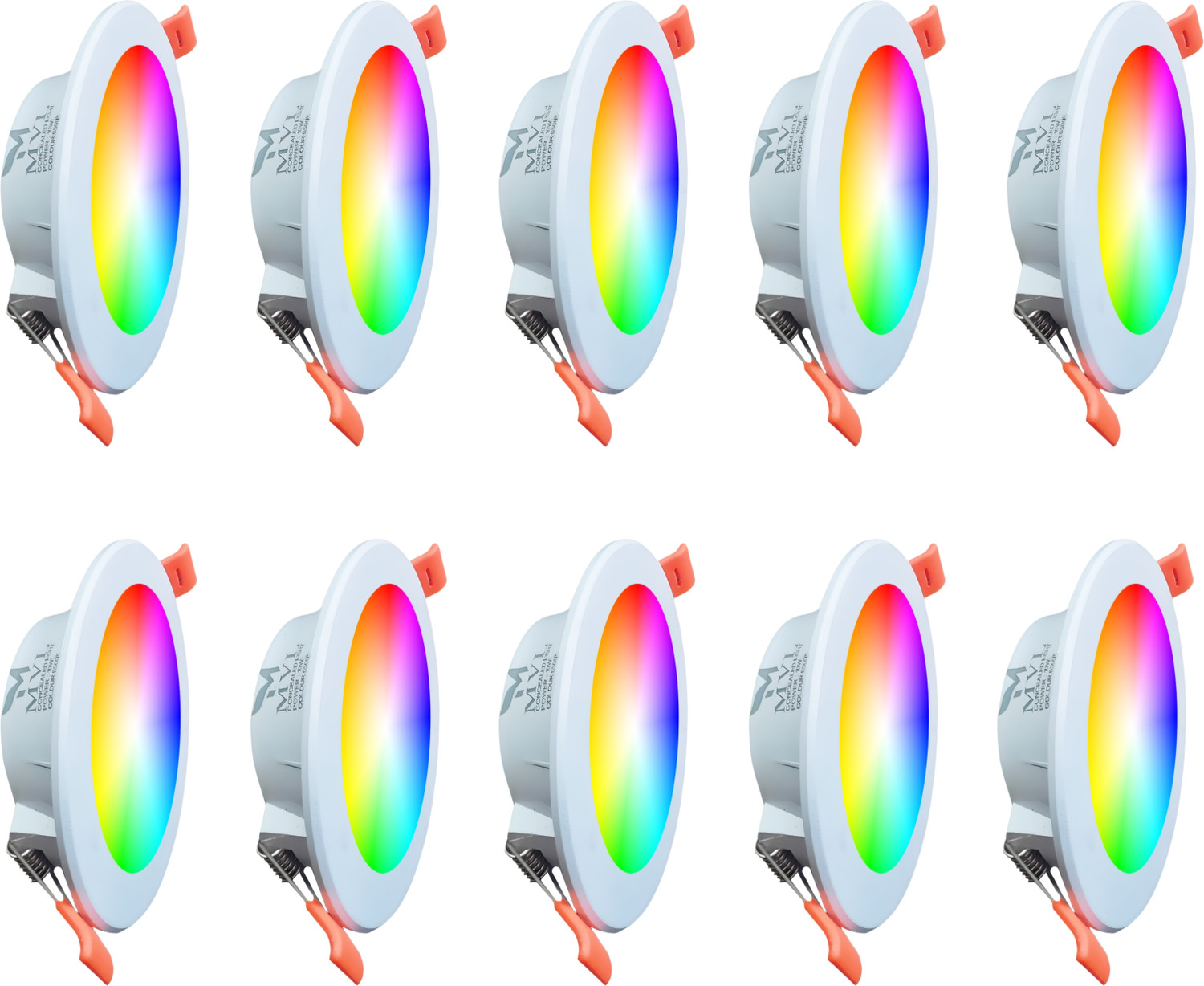 Image of M.v.l lights 10-Watts Maxa 7-in-1 Multicolour Led Conceal Down Light Pack of 10 Ceiling Light Ceiling Lamp (Multicolor)