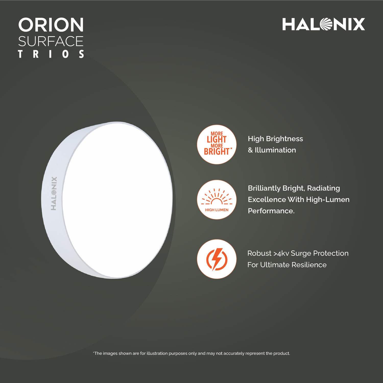 Image of HALONIX 15W Orion 3-in-1 Color changing Surface Ceiling Light Ceiling Lamp