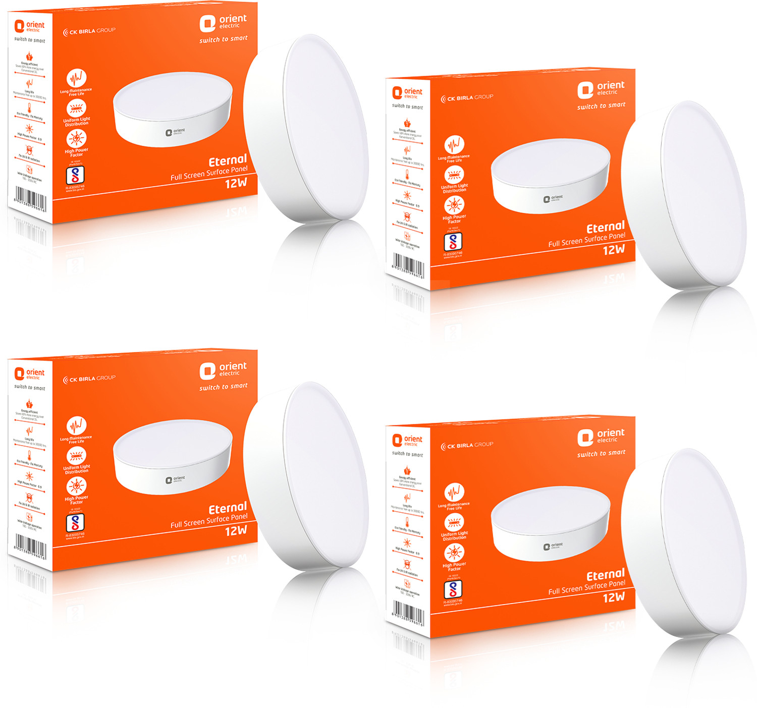 Image of Orient Electric Full Screen Surface Panel 12W - Warm White Surface Ceiling Light Ceiling Lamp