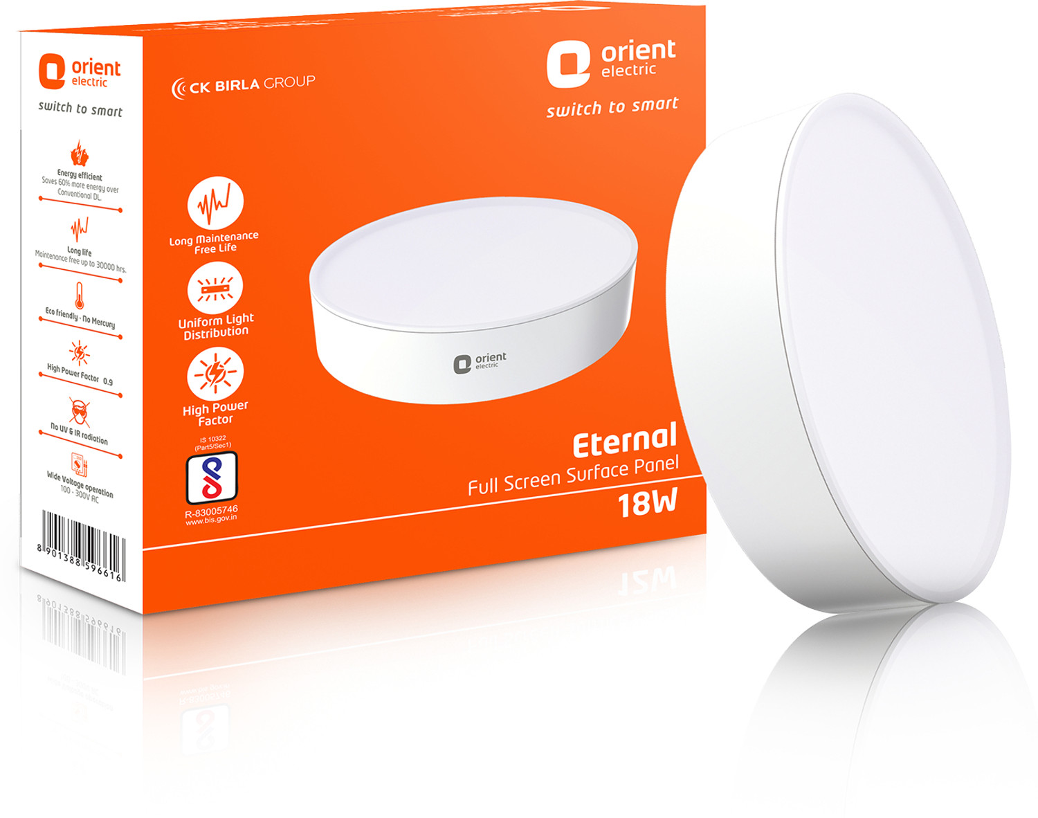 Image of Orient Electric Full Screen Surface Panel 18W - Cool White Surface Ceiling Light Ceiling Lamp