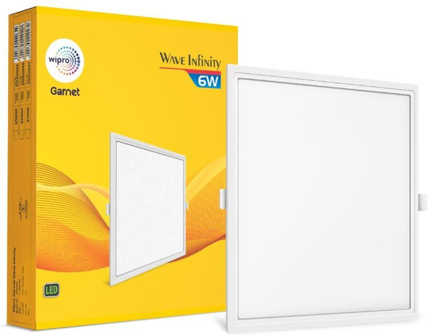 Image of Wipro Garnet 6W Square LED Wave Infinity Panel Neutral White (4000K) Pack of 4 Ceiling Light Ceiling Lamp