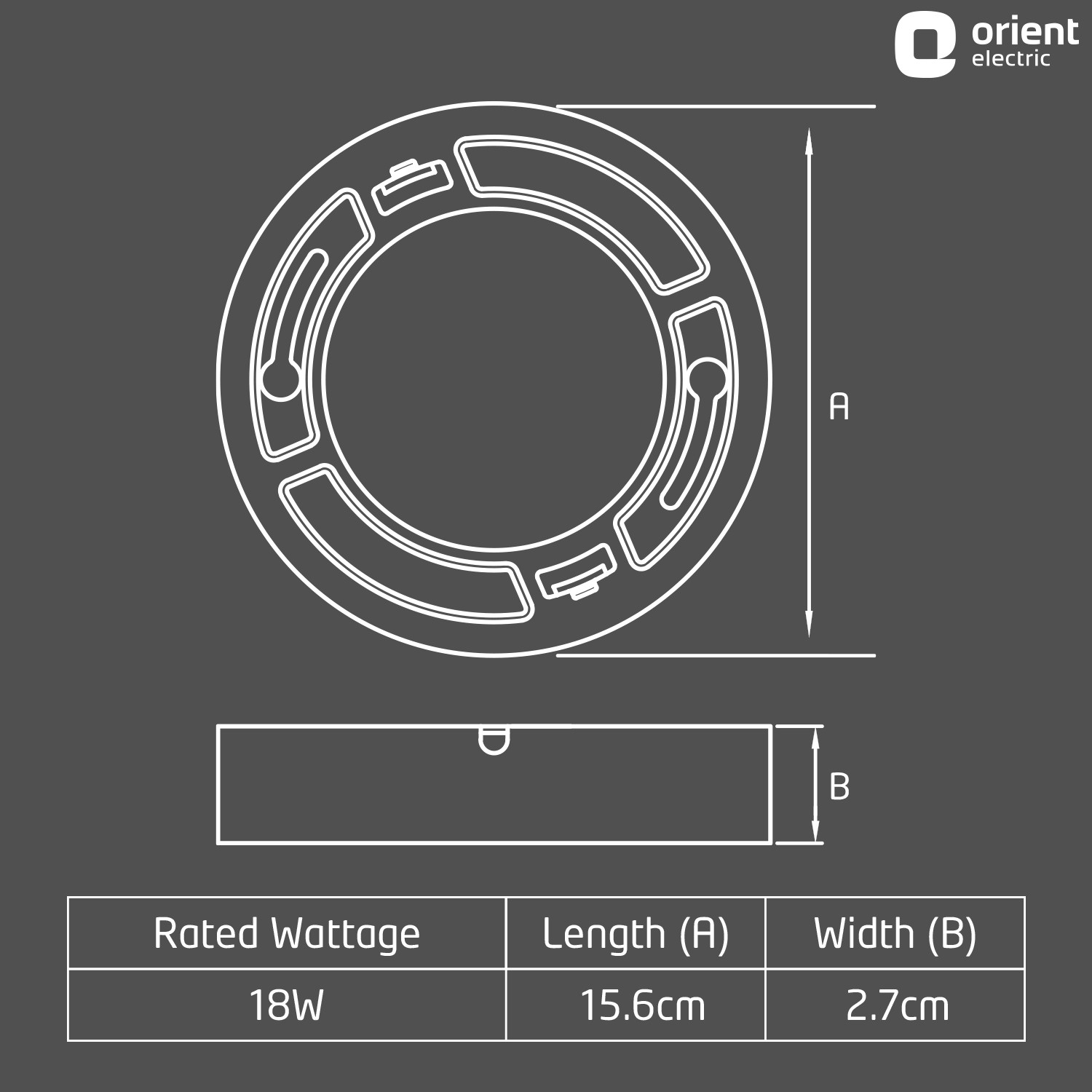 Image of Orient Electric Full Screen Surface Panel 18W - Cool White Surface Ceiling Light Ceiling Lamp