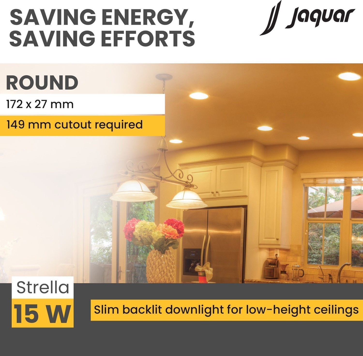 Image of Jaquar Strella Slim 15W Round Recess Down Light - Natural White (Pack of 2) Ceiling Light Ceiling Lamp