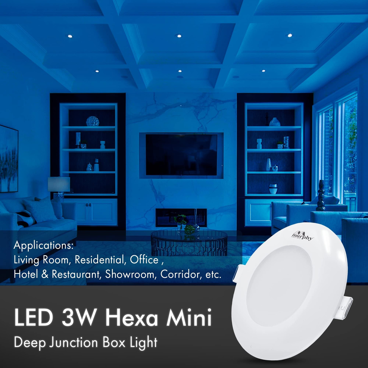 Image of MURPHY 3W Hexa Deep Junction Box LED Down Light (Pack of 25, Blue) Ceiling Light Ceiling Lamp