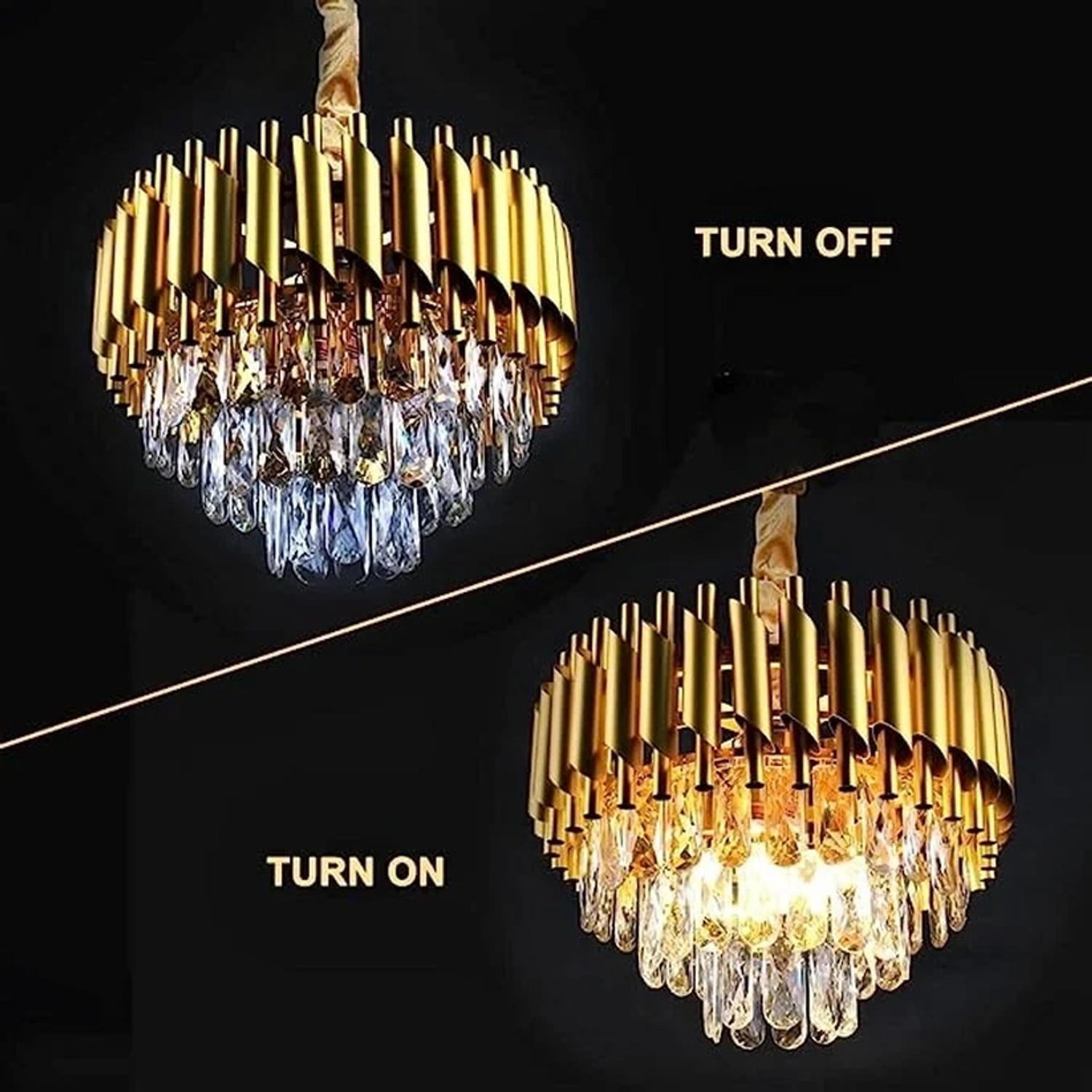 Image of Svah crystal Gold polish metal 400mm (L-40, B-40, H-75 Cm) hanging pendant jhoomer Chandelier Ceiling Lamp