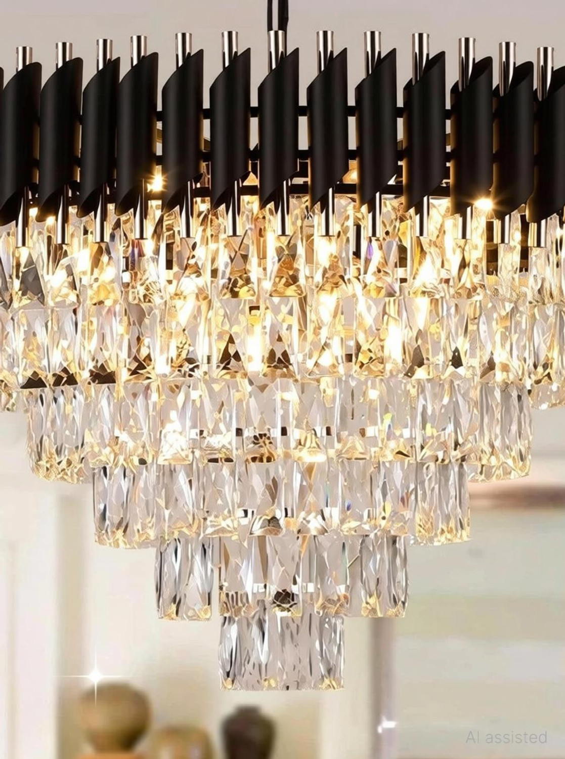 Image of KAYUV crystal polish metal 600mm hanging pandent jhoomar for hall , kitchen, bedroom Chandelier Ceiling Lamp