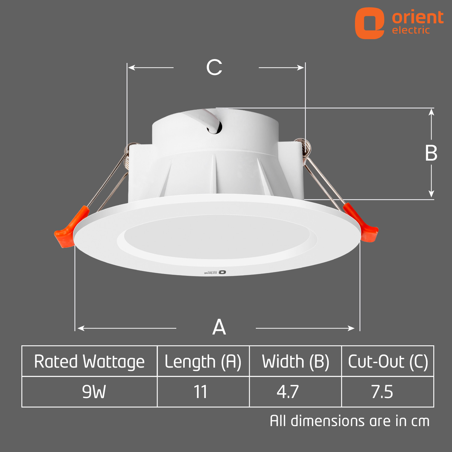 Image of Orient Electric Eternal Moonlite 9W Downlighter - Cool White, Pack of 30 Downlighter Ceiling Light Ceiling Lamp