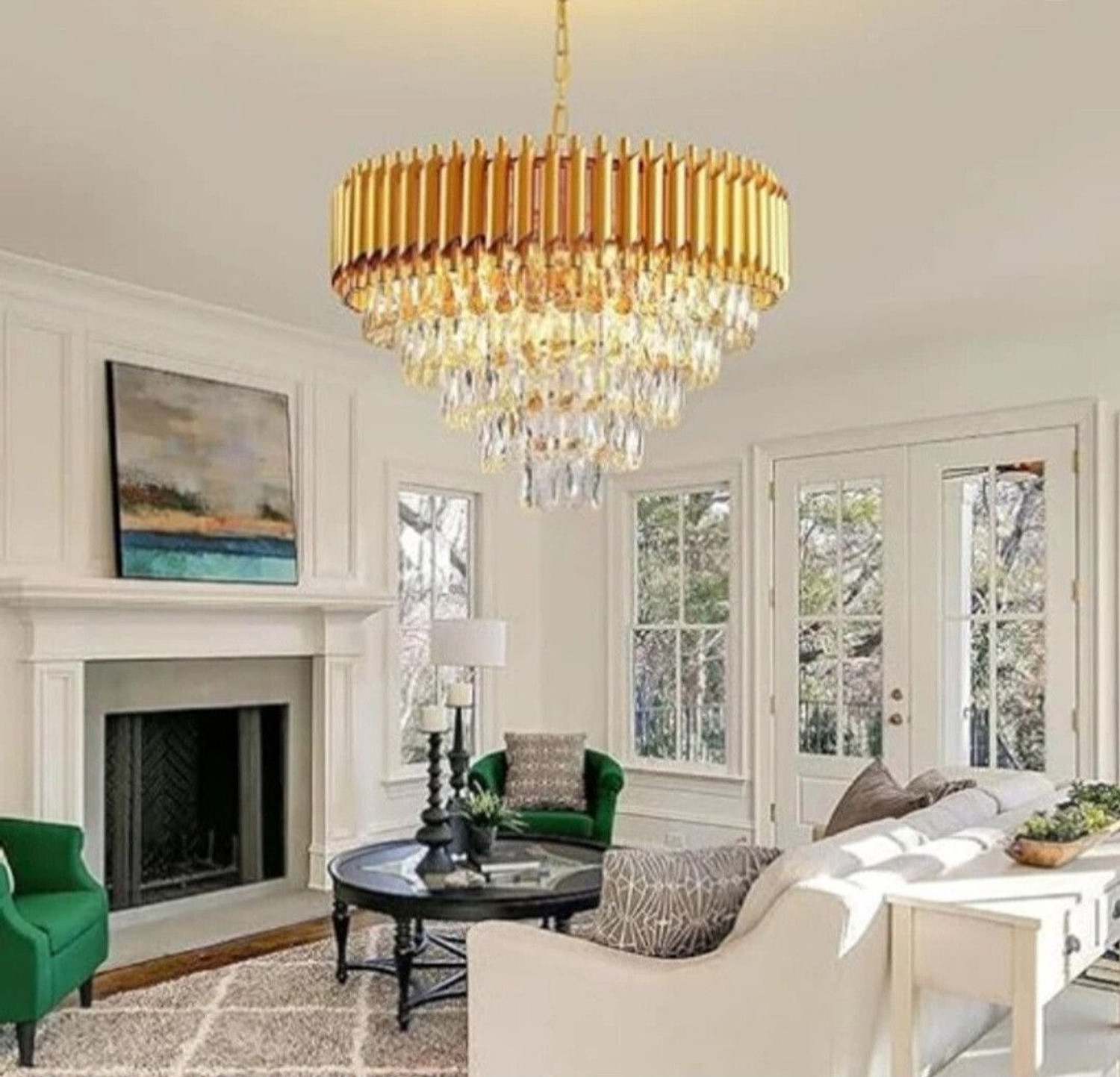 Image of KAYUV Chandelier Bluetooth With Speaker 500mm Multicolor Remote control Moving Crystal Chandelier Ceiling Lamp