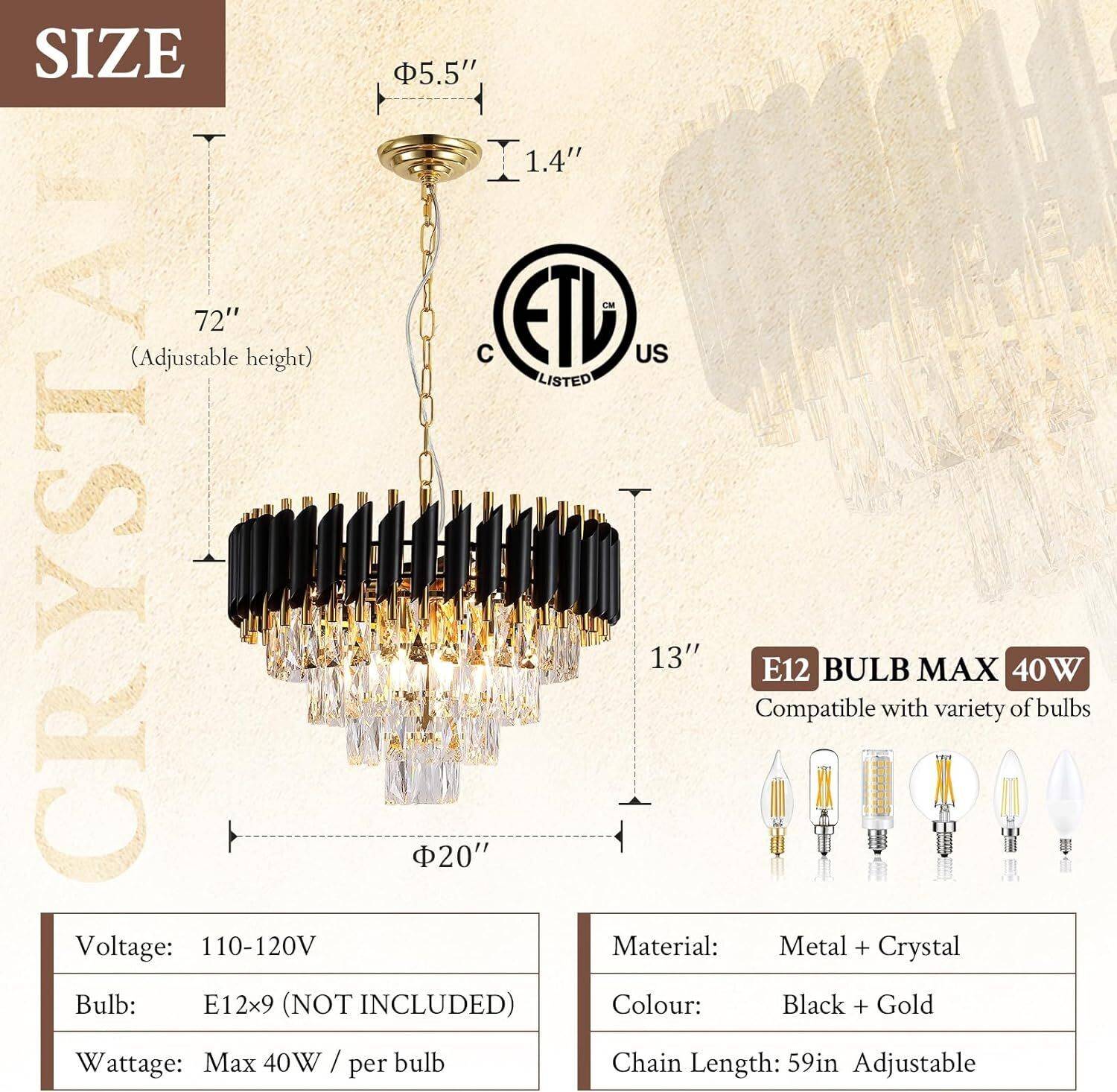 Aphrodite 500m Black Gold Chandelier - Image 5
