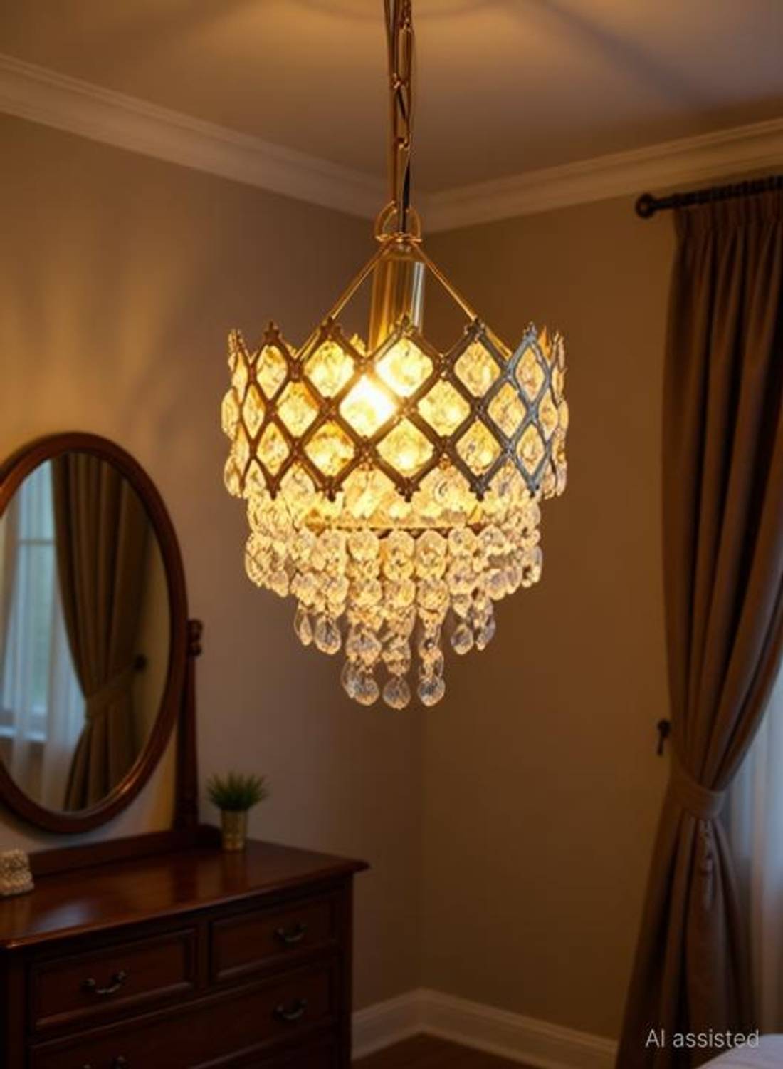 Baslash Glass Decorative Metal Crystal Pendant Light for Living Room jhumar 160mm. Chandelier Ceiling Lamp