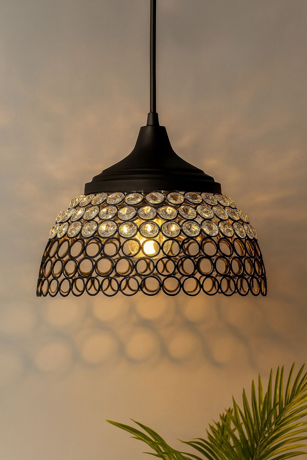 Image of Homesake Matt Black Crystal Hanging Hemisphere Light, Ceiling Light, Nordic E27 Pendant Pendant Lamp Ceiling Lamp