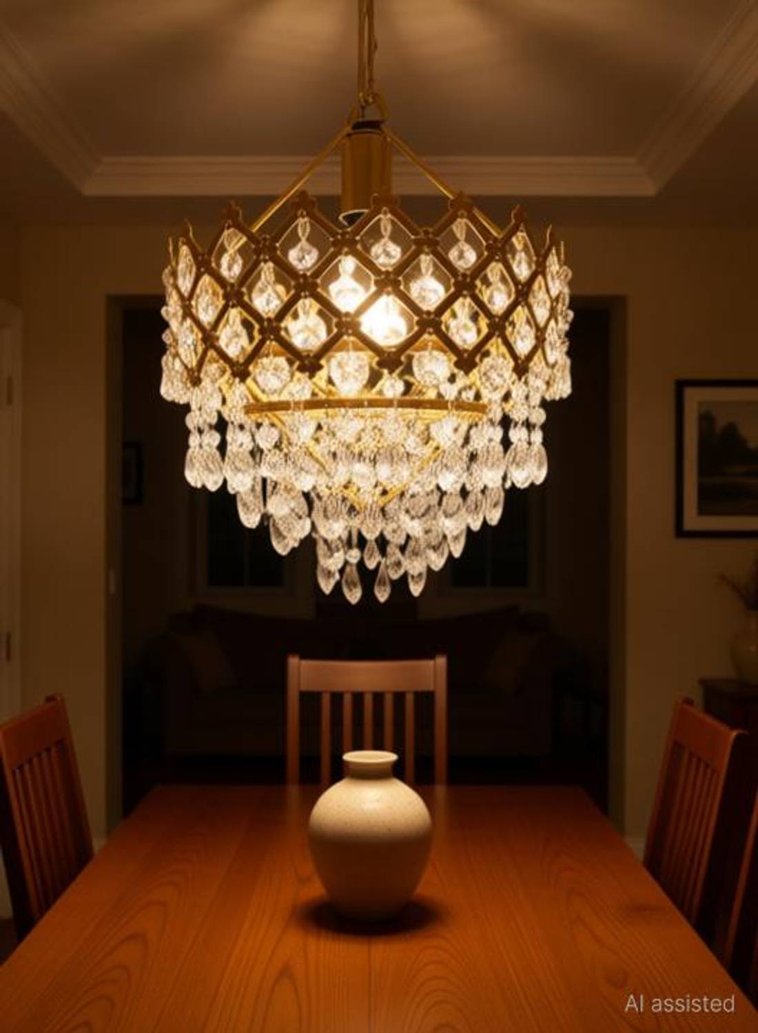 Baslash Glass Decorative Metal Crystal Pendant Light for Living Room jhumar 160mm. Chandelier Ceiling Lamp
