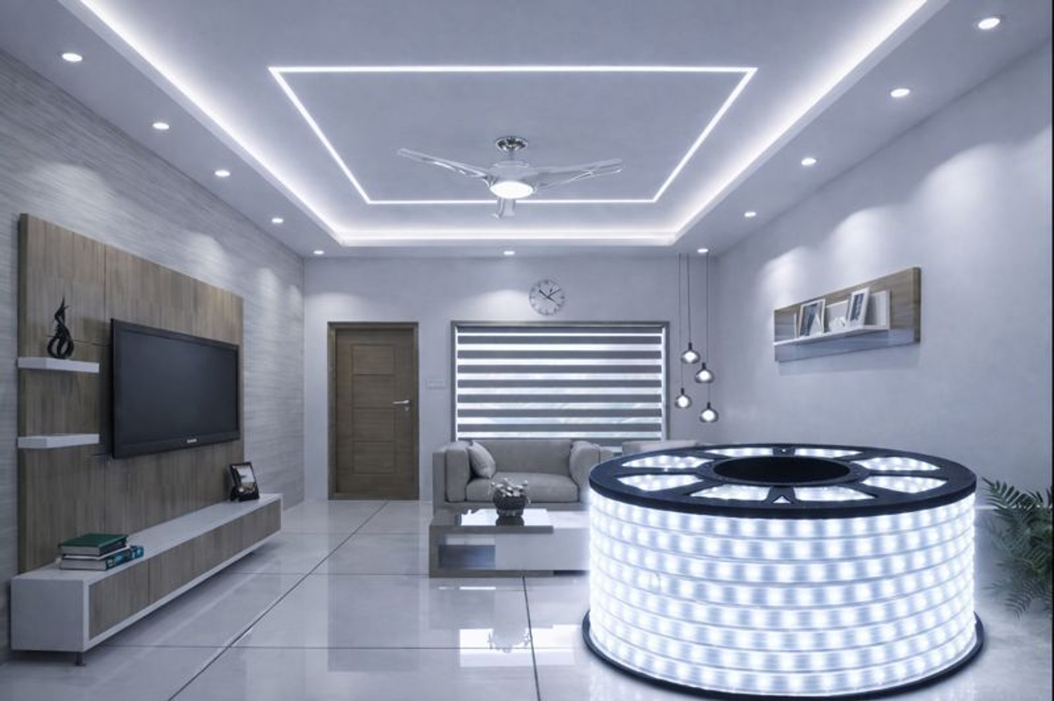 Image of Hybrix LED Ceiling Cove Light (6 Mtr.) Dual LED (120 LED /Mtr), With Adapter, Cool White Recessed Ceiling Light Ceiling Lamp