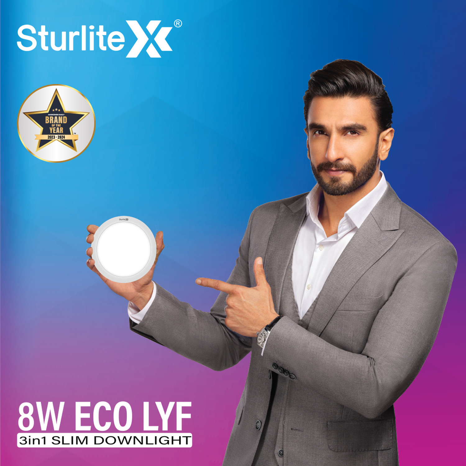 Image of Sturlite Eco LYF 8W (3 in1) Round LED Downlight - (Pack of 4) Ceiling Light Ceiling Lamp (White)