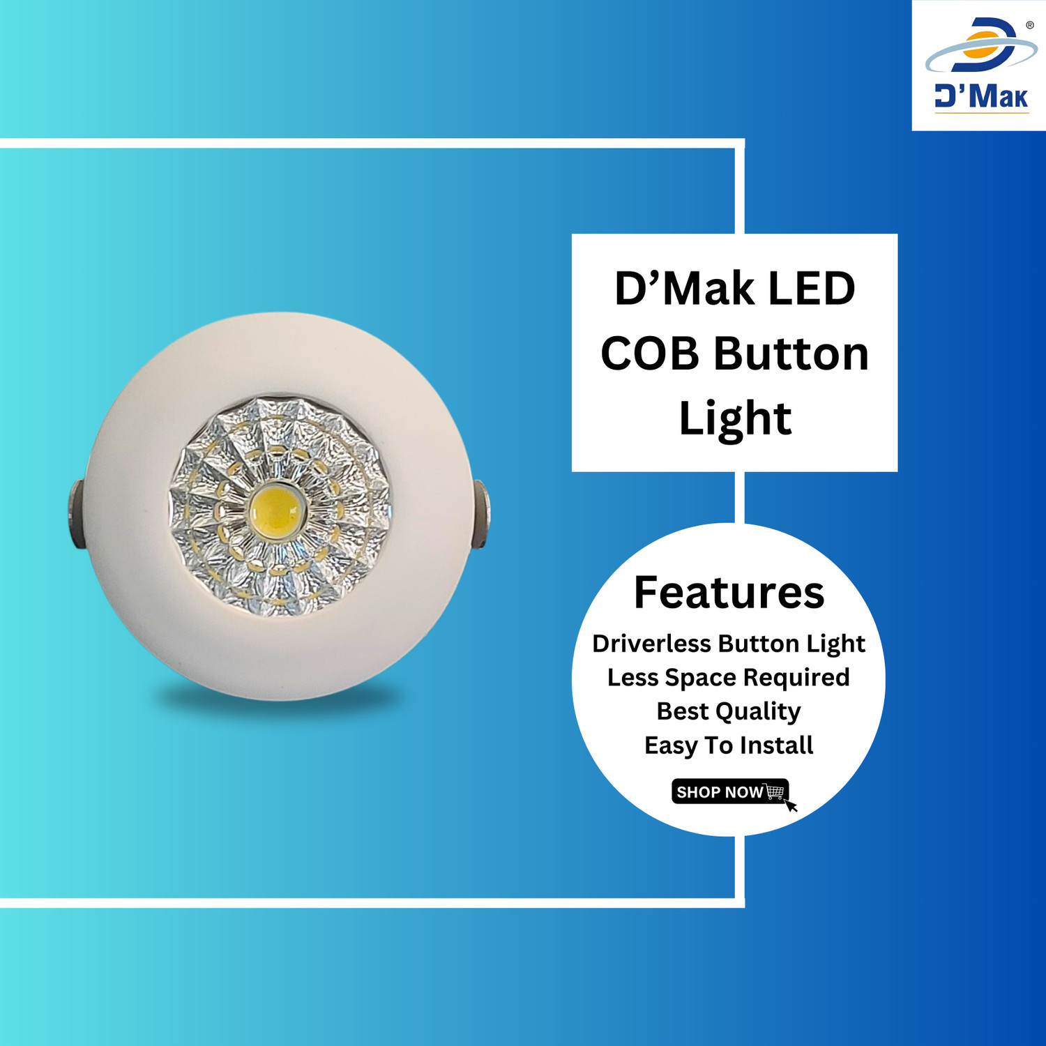 Image of D'Mak 1 Watt LED COB /Spot Light /Button Light ({White} Round Driver Included (Pack of 01) Recessed Ceiling Light Ceiling Lamp