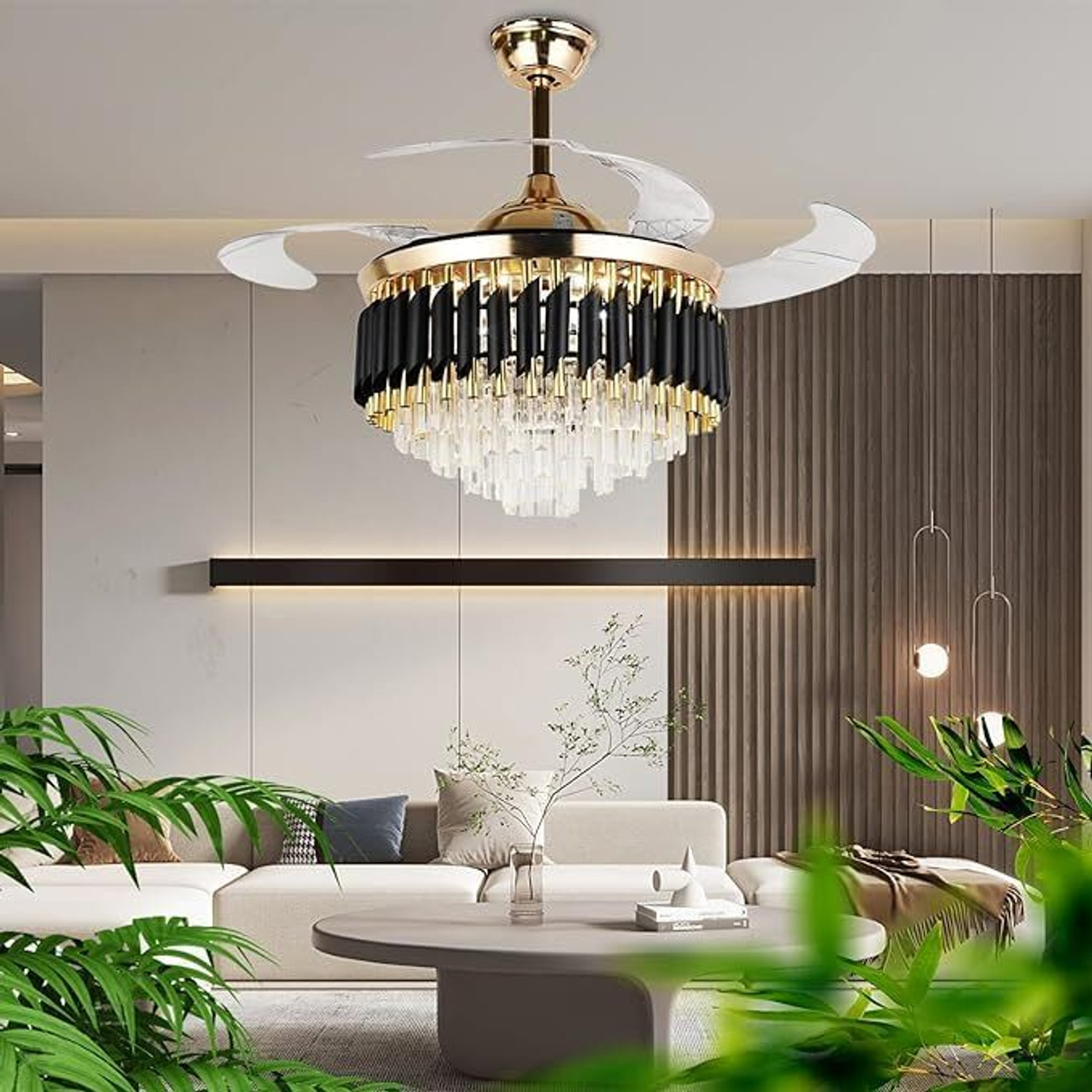 Image of SEETASTIC Luxury Decorative BG Chandelier with Fan Ceiling Light Ceiling Lamp