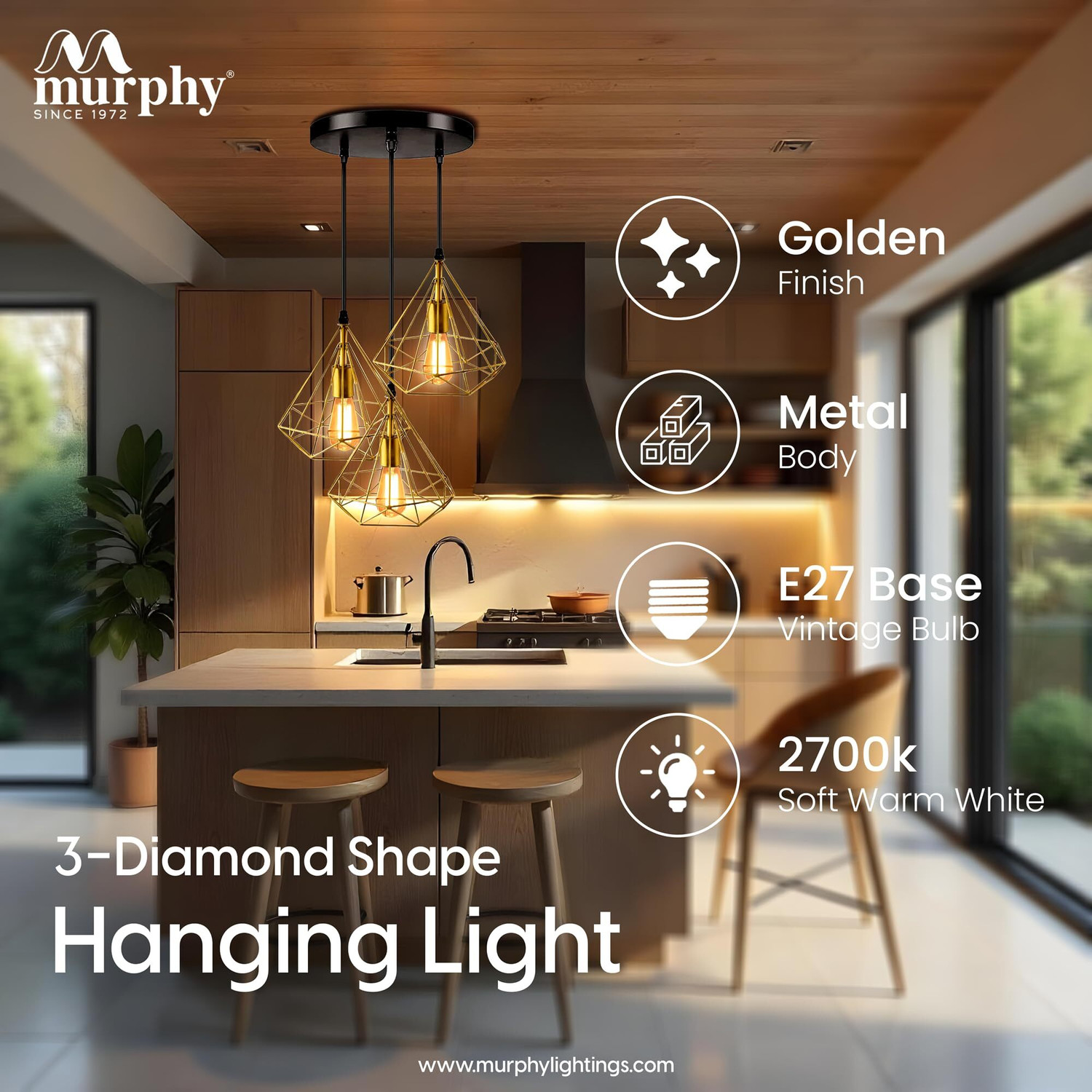Image of MURPHY Chandelier Ceiling Lamp (Gold)