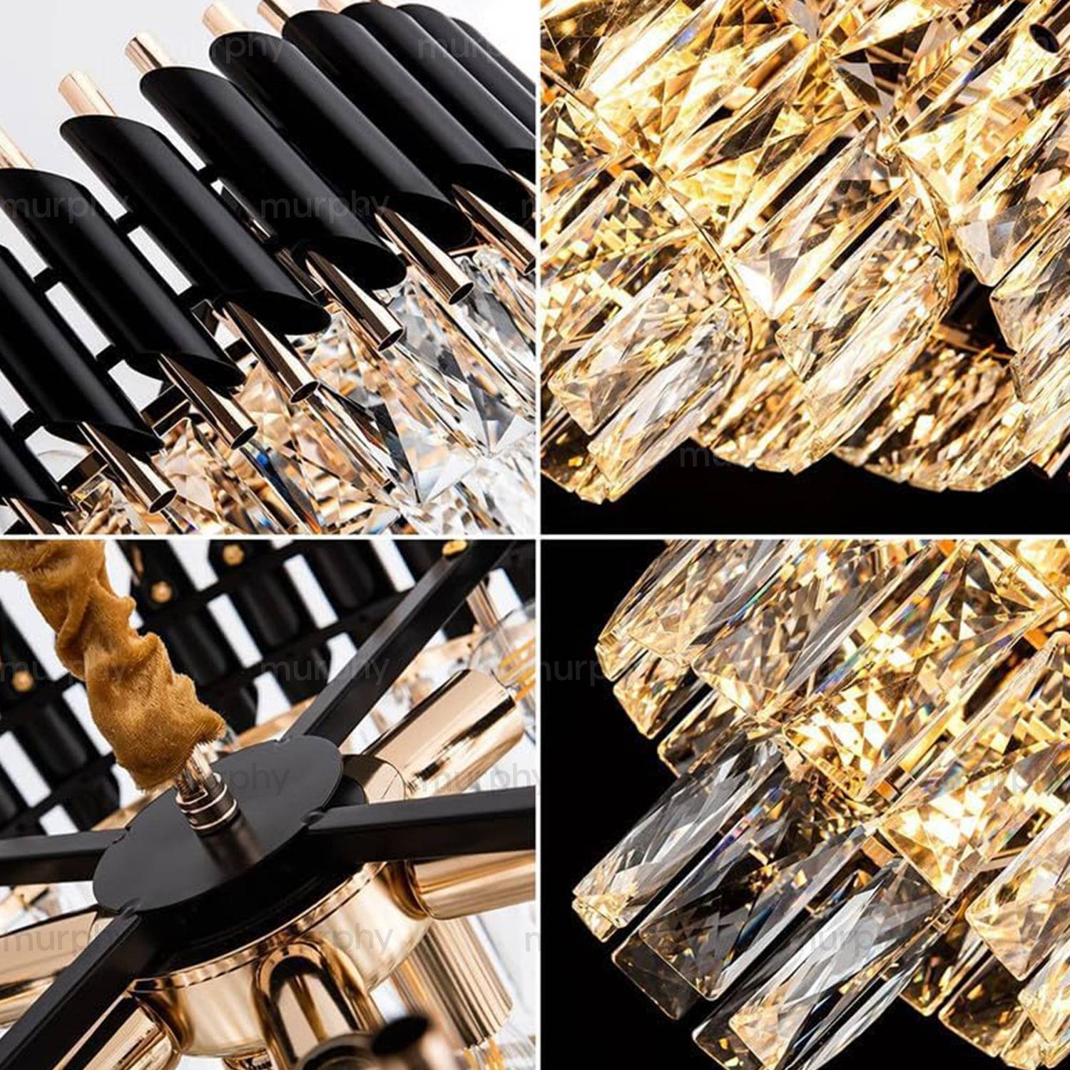 MURPHY Black Mamba Black & Gold Crystal Pendant Light - Image 4