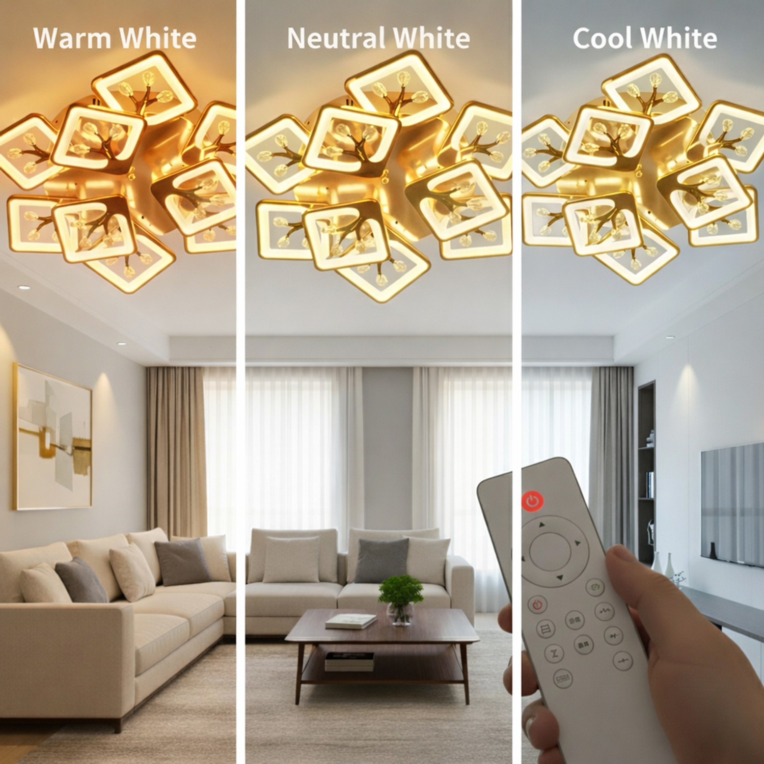 Image of Eve Hanger golden colour 3in1 Color Changing Remote control and Bluetooth speaker inbuilt Chandelier Ceiling Lamp