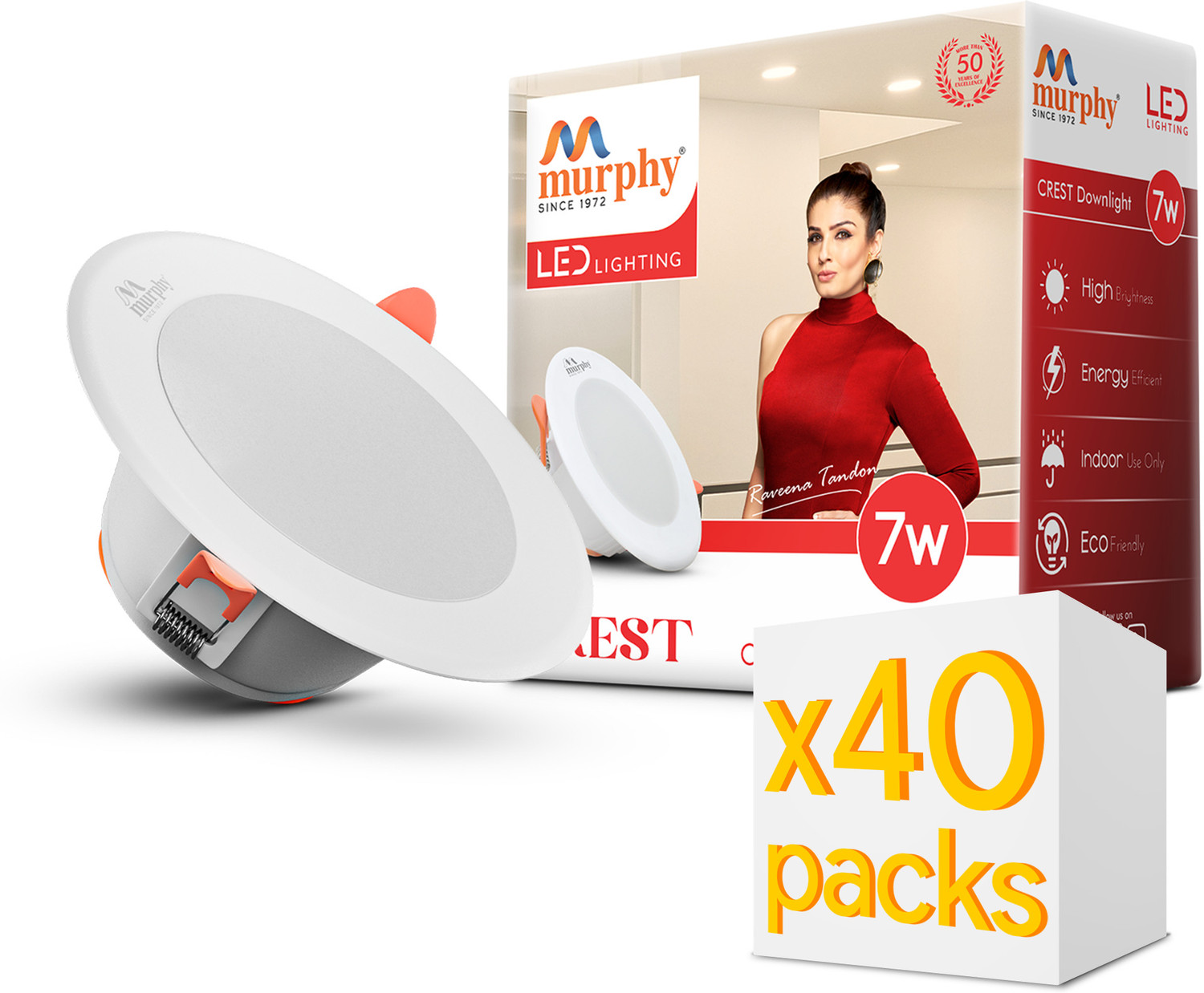 Image of MURPHY Crest 7W LED Concealed Panel Light Warm White Round Recessed Pack of 40 Ceiling Light Ceiling Lamp
