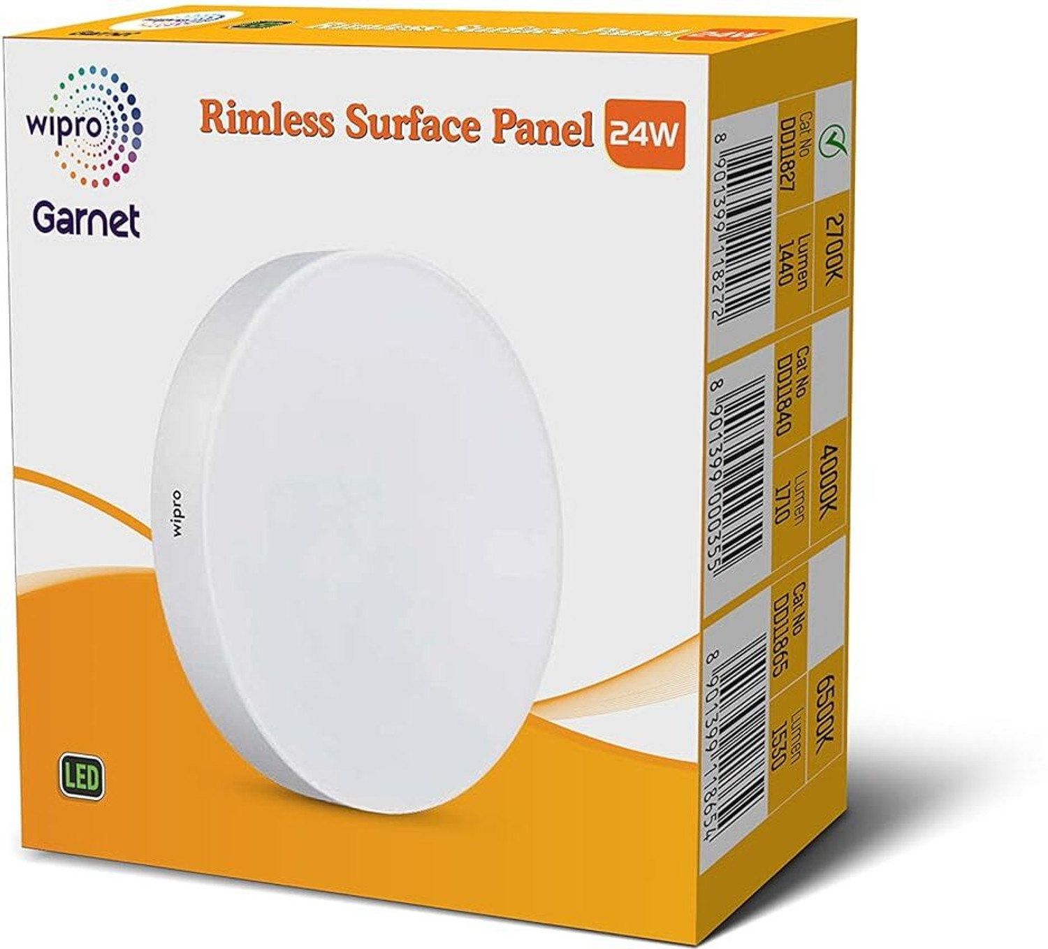 Image of Wipro Garnet 24W Rimless Round LED Surface Panel|Warm White| Pack of 1 Recessed Ceiling Light Ceiling Lamp