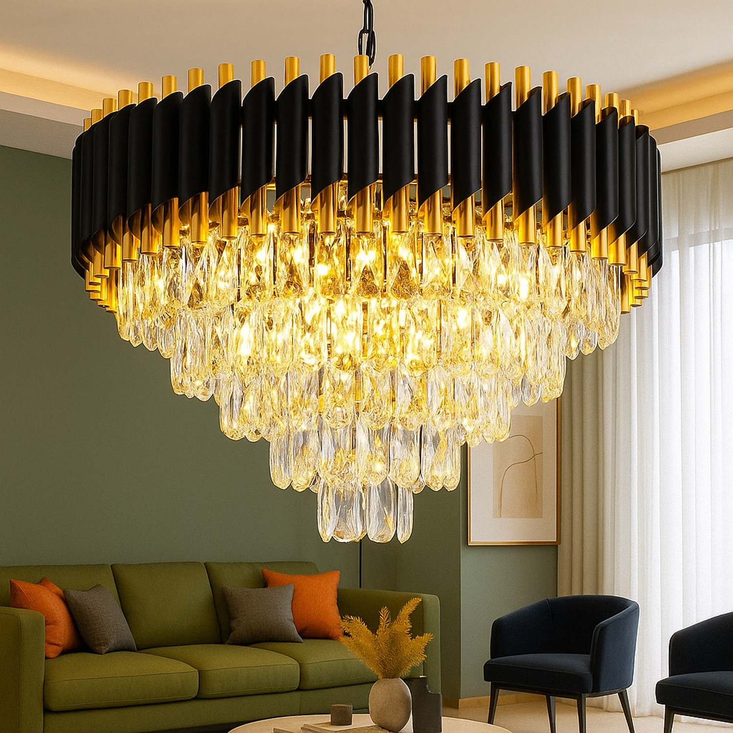 Image of Adwait Modern Crystal Chandelier Chandelier Ceiling Lamp