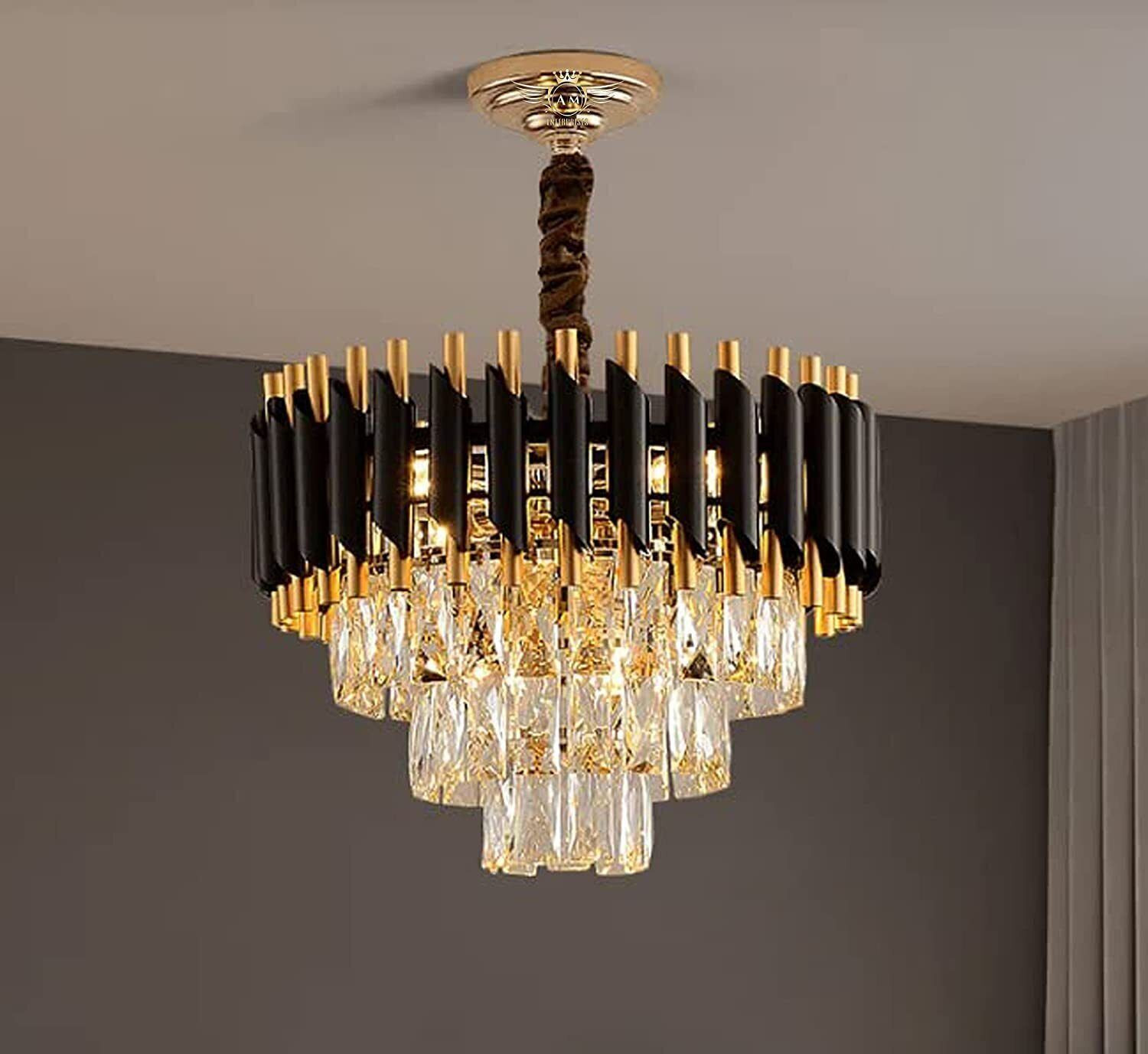 Image of ayriv Crystal Polish Metal 400mm Hanging Pendant Jhoomer Chandelier Ceiling Lamp