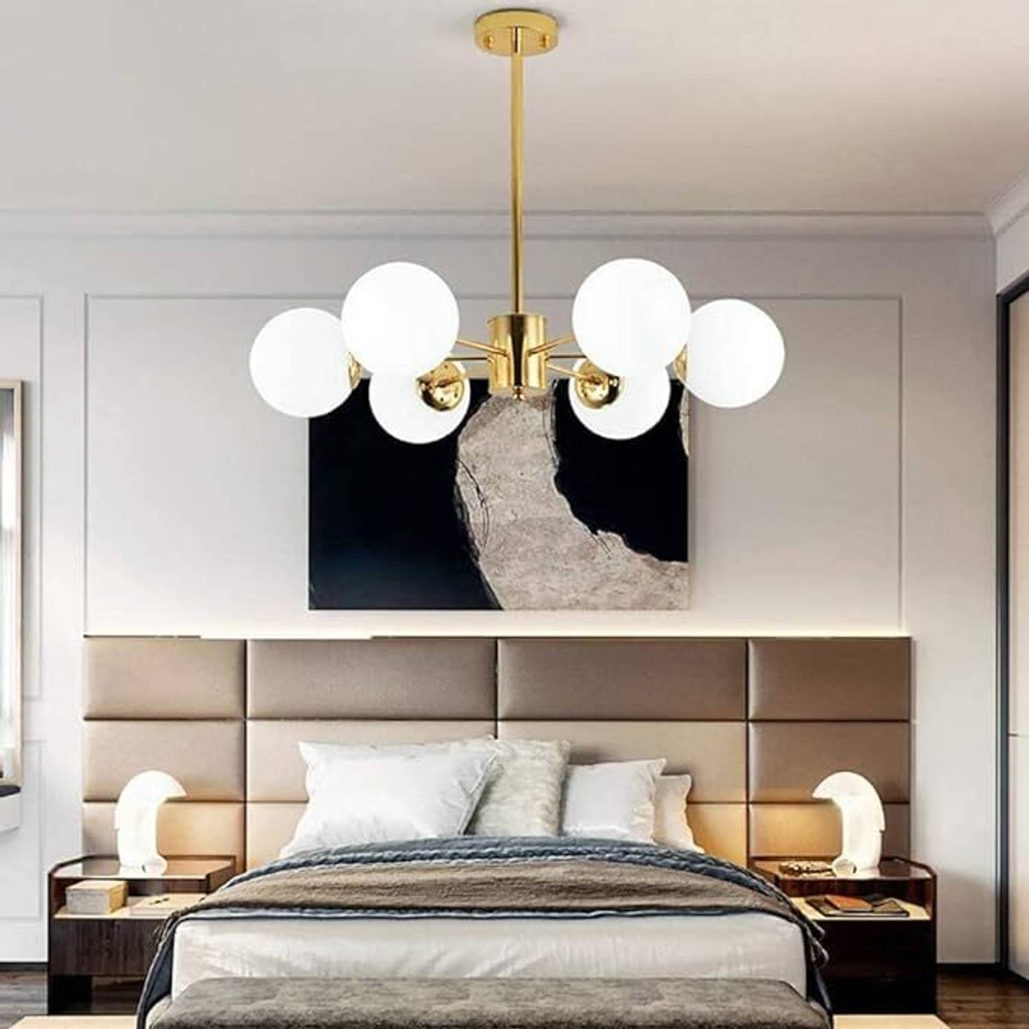 Svah Modern 6-Light Ceiling Pendant Light Antique Gold jhumar(Bulb Not Included) Chandelier Ceiling Lamp