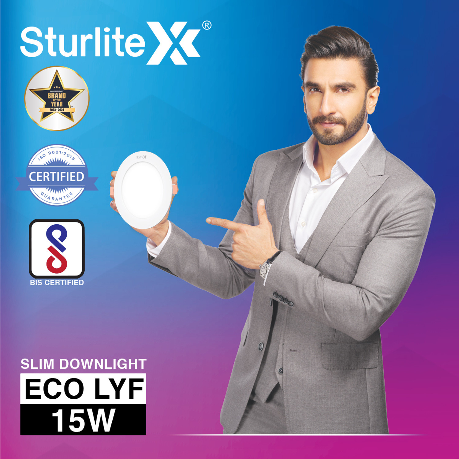 Image of Sturlite Eco LYF 15W Round LED Downlight - (Pack of 2) Ceiling Light Ceiling Lamp