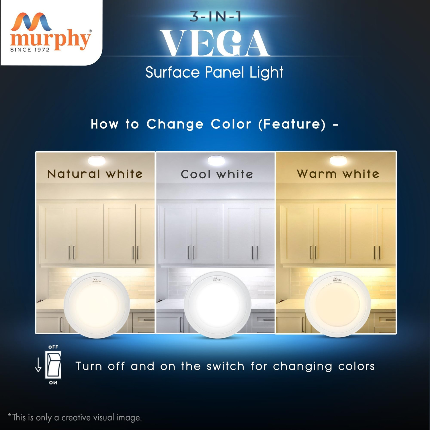 Image of MURPHY 15W Vega 3-in-1 LED Panel (Cool White /Warm White /Natural White, Pack of 1) Ceiling Light Ceiling Lamp