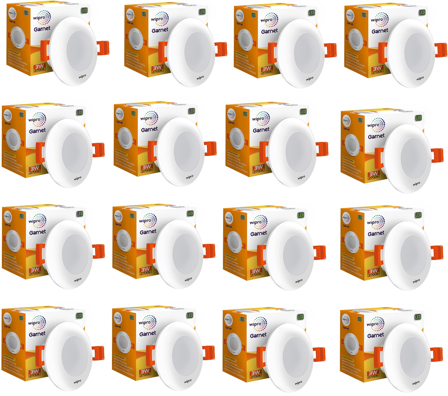 Image of Wipro Garnet 3W LED Mini Downlight, Pack of 16 Recessed Ceiling Light Ceiling Lamp (White)