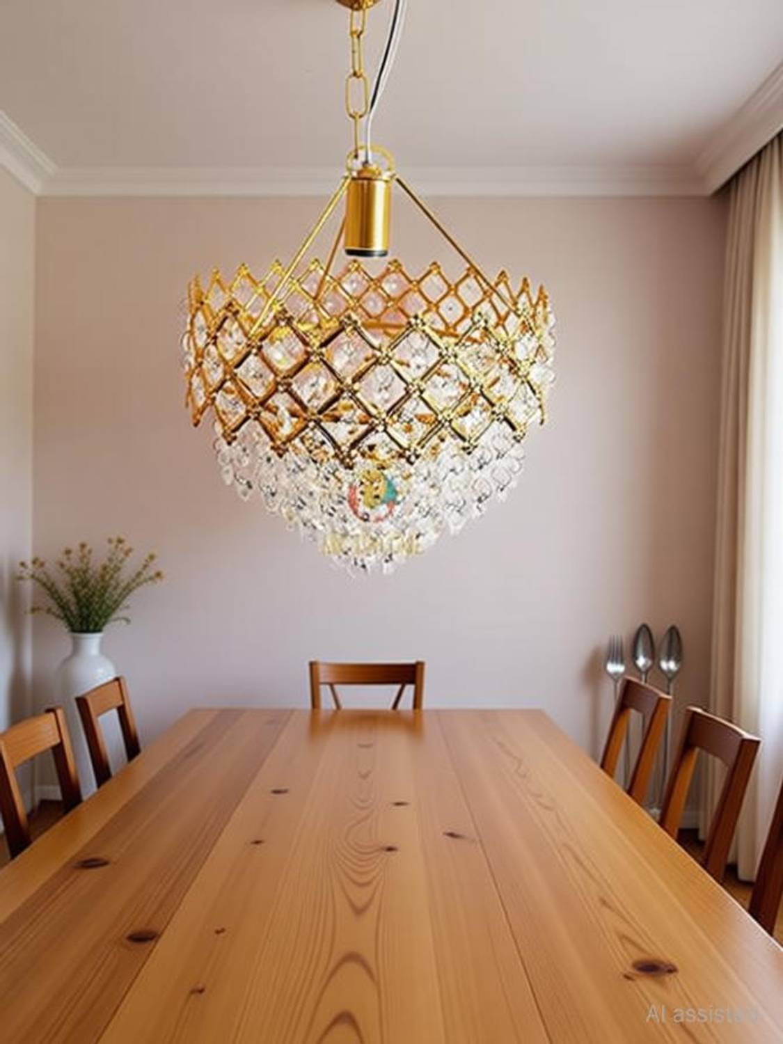 Baslash Crystal Hanging Pendant Beautiful Jhumar Ceiling Lamp with s4 Crystal (Golden) Chandelier Ceiling Lamp