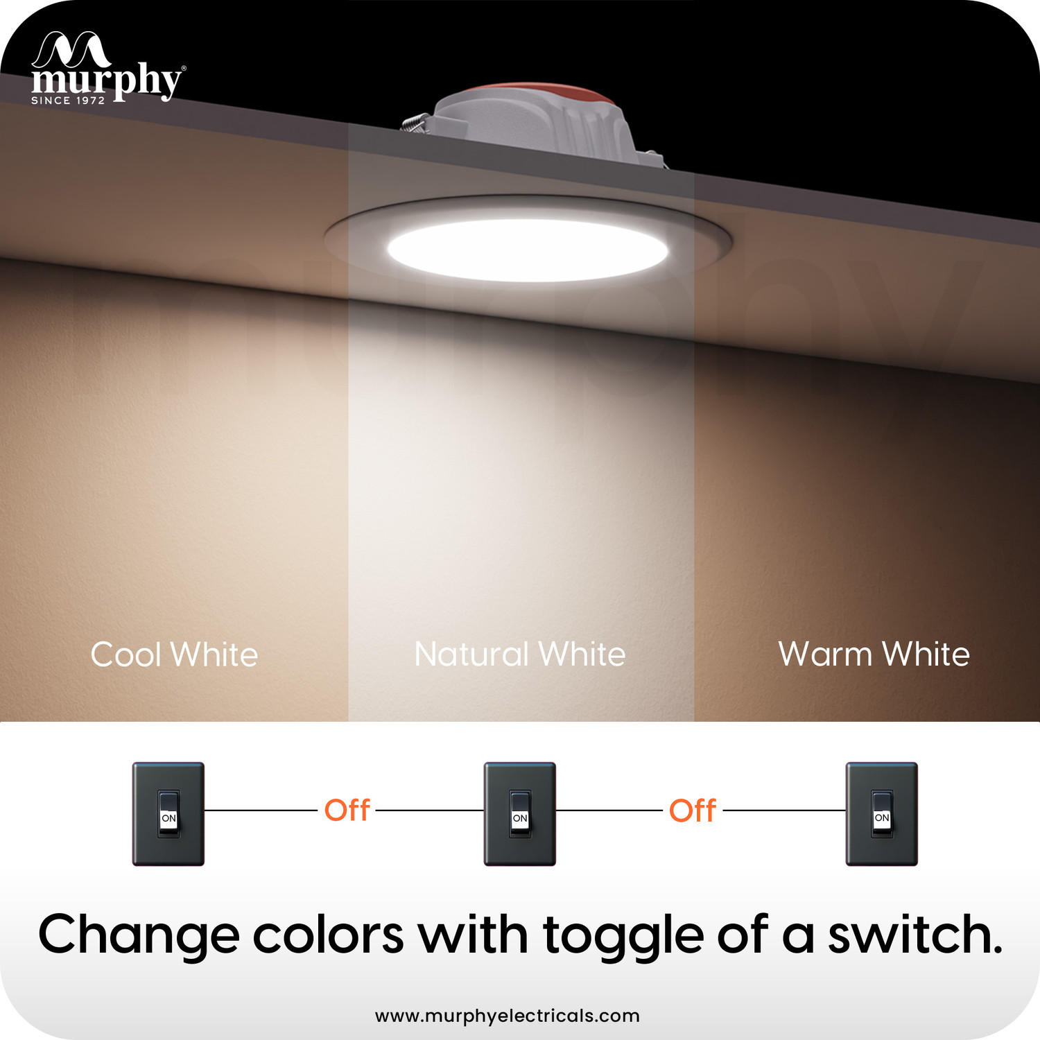 Image of MURPHY Crest 7W 3-in-1 Round LED (Cool White /Warm White /Natural White, Pack of 20) Ceiling Light Ceiling Lamp