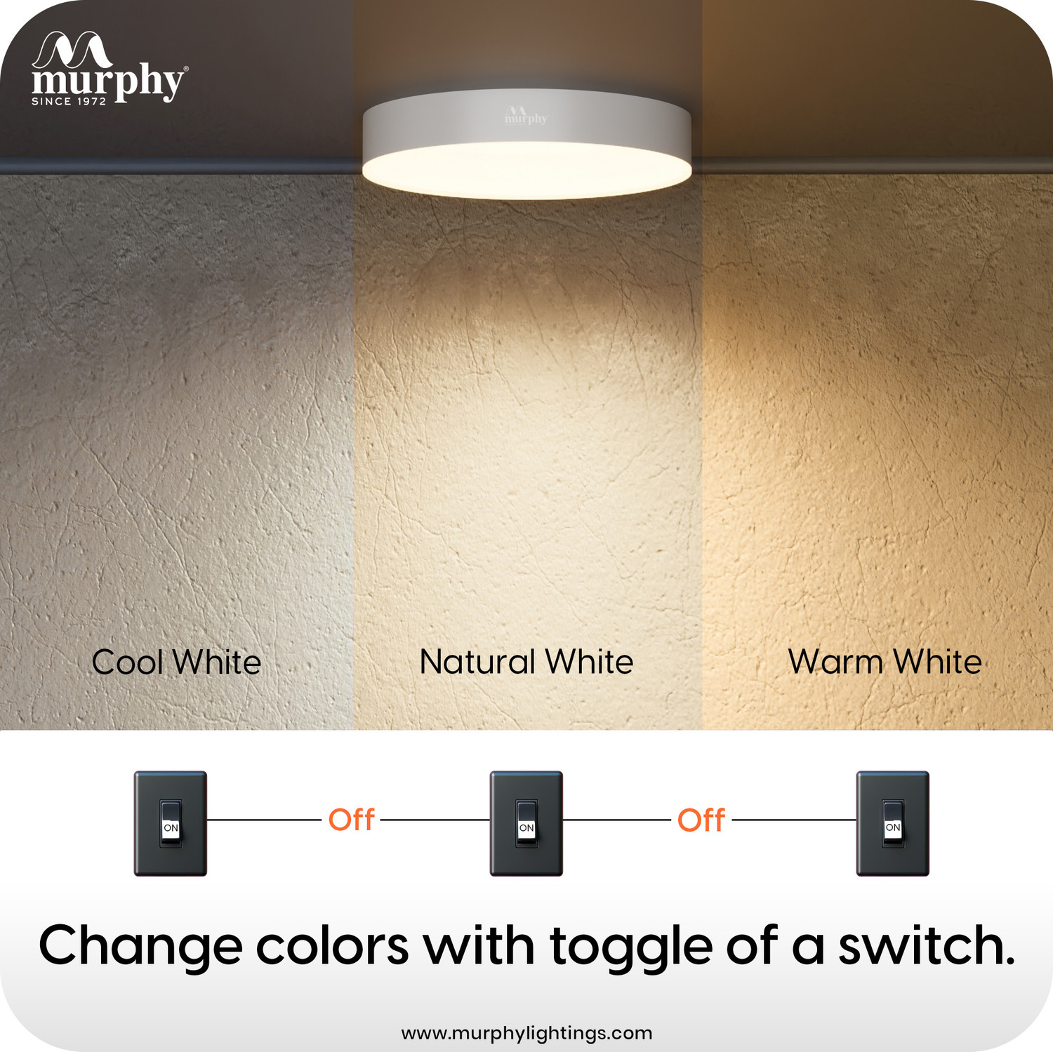 Image of MURPHY 15W 3-in-1 LED Round Surface Ceiling Light Color Changing Rimless Slim Design Ceiling Light Ceiling Lamp