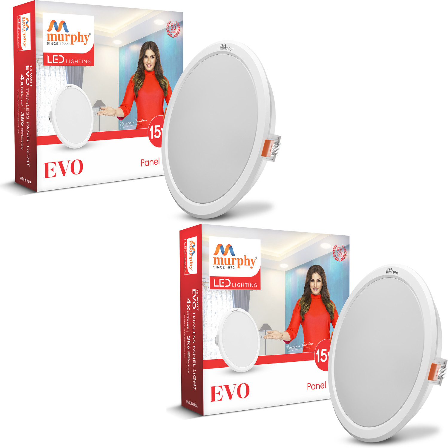 Image of MURPHY EVO Round LED - 15W Natural WhiteRecessed Ceiling Downlight Pack of 2 Recessed Ceiling Light Ceiling Lamp