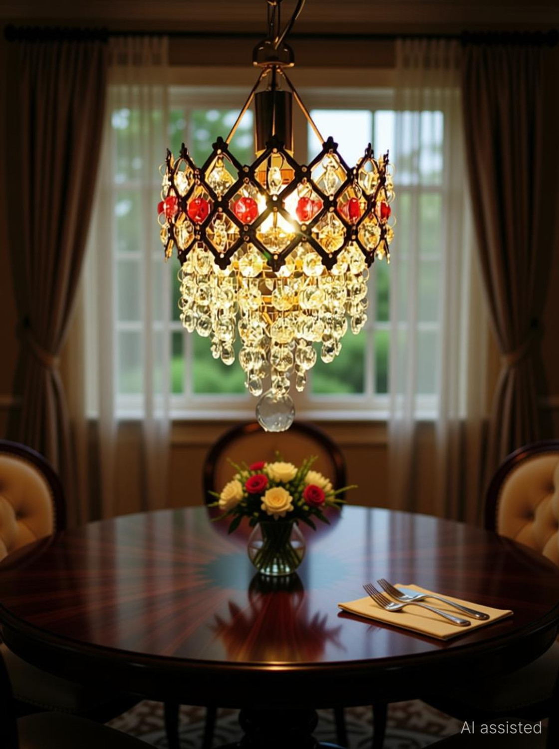 Image of BILAL ANSARI 160MM Jhoomer RED NUG GLOSSY LOOK CHANDELIER CEILING LAMP WITH DECENT LIGHT Chandelier Ceiling Lamp Chandelier Ceiling Lamp
