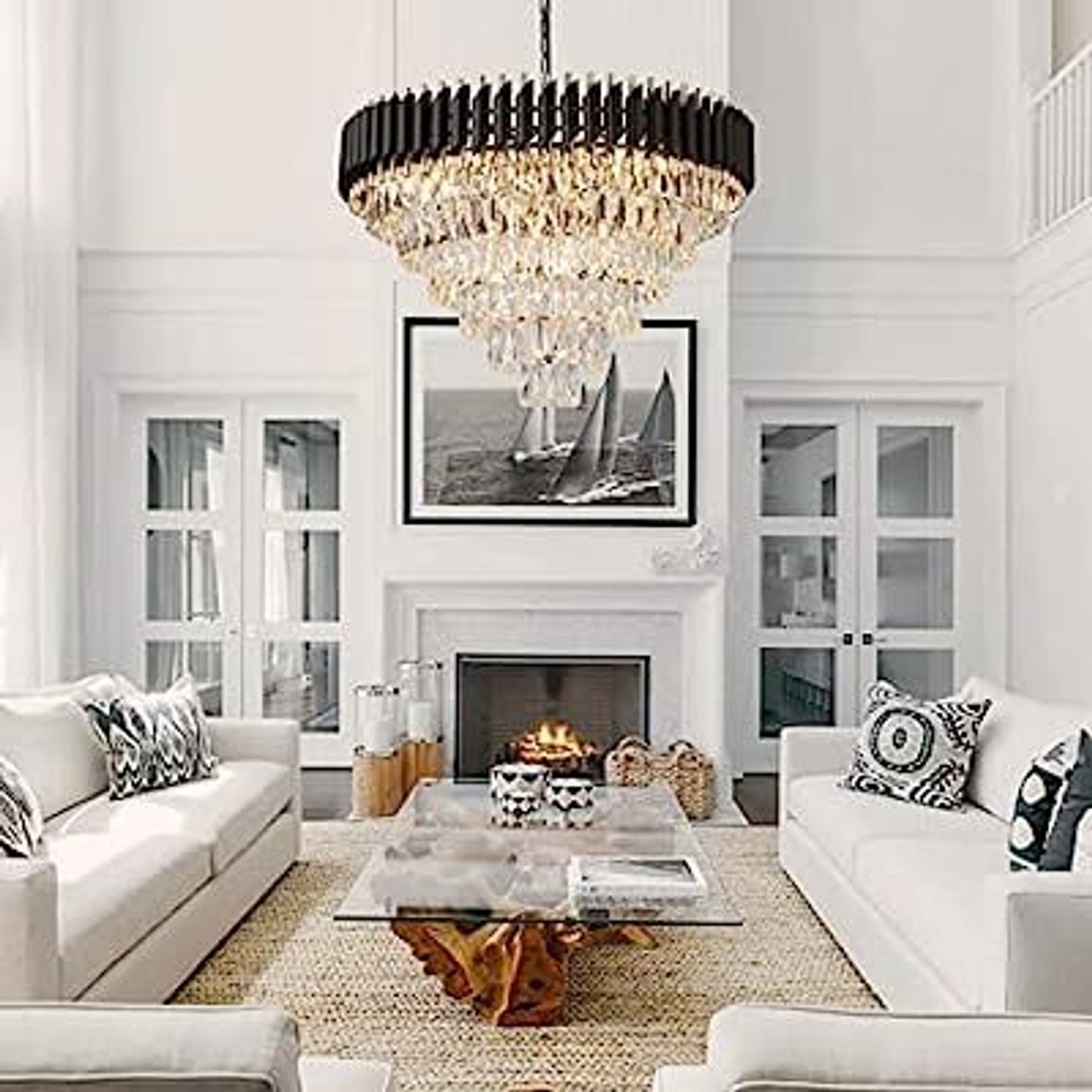 Image of LK store crystal polish metal 600mm hanging pendant jhoomer Chandelier Ceiling Lamp