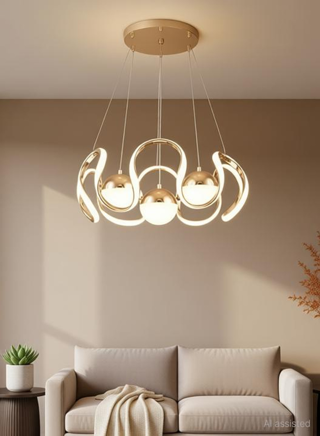 Image of Shri Mahal Antiques 3LED + Aluminum Dining Room Living Room Special Ceiling Light Chandelier Ceiling Lamp