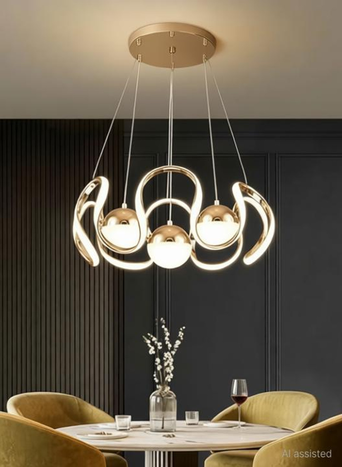 Image of Shri Mahal Antiques 3LED + Aluminum Dining Room Living Room Special Ceiling Light Chandelier Ceiling Lamp