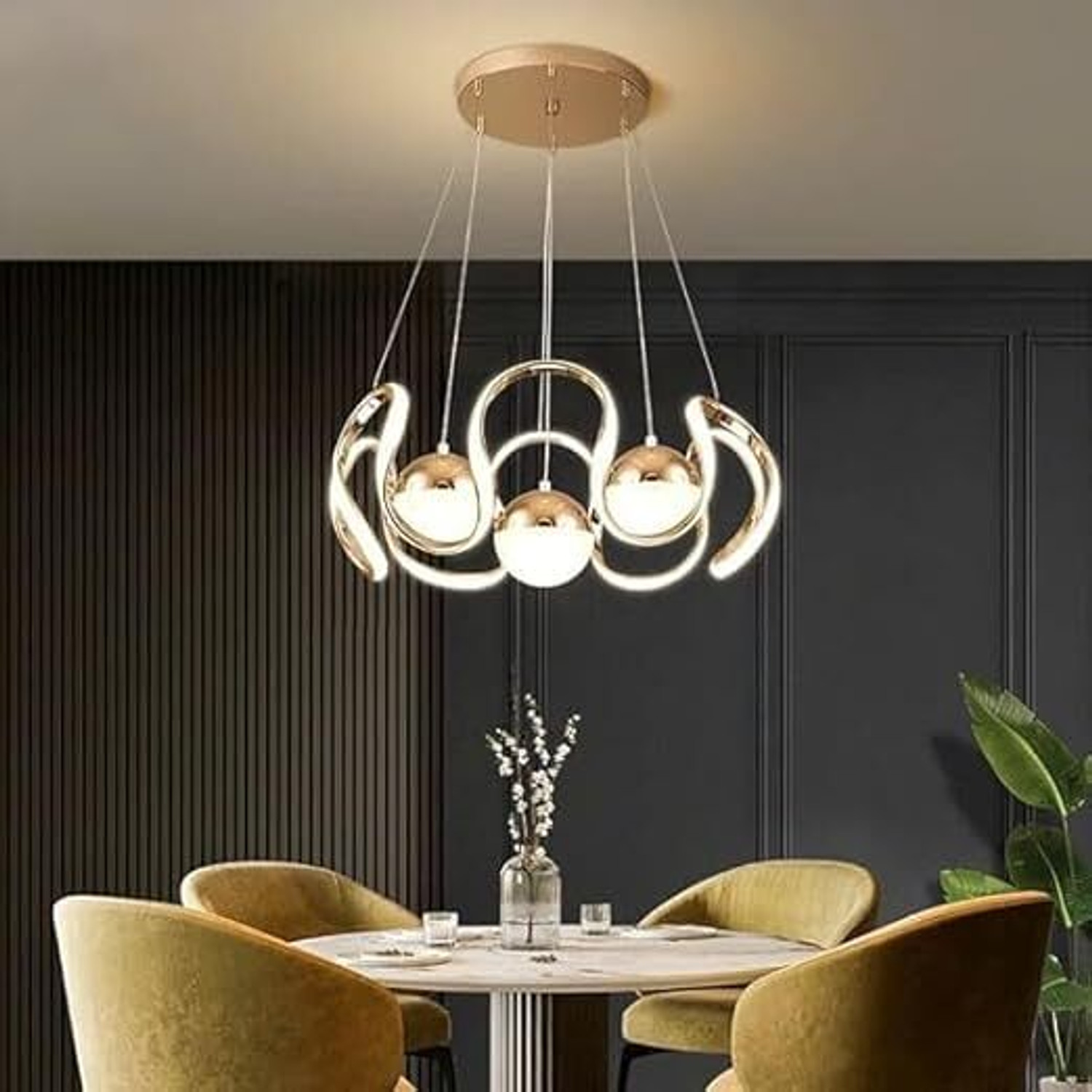 Image of Shri Mahal Antiques 3LED + Aluminum Dining Room Living Room Special Ceiling Light Chandelier Ceiling Lamp