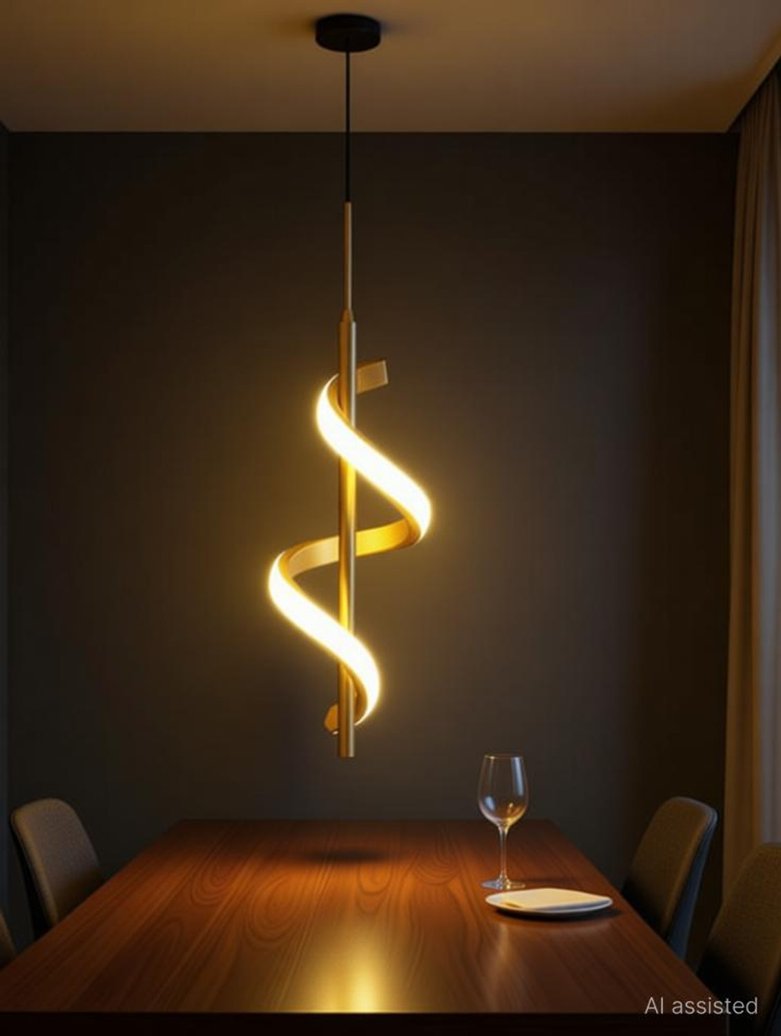 Image of SWIATLO Luxury Gold Spiral LED Light | Modern Artistic Hanging Lamp for Living Room Pendant Lamp Ceiling Lamp