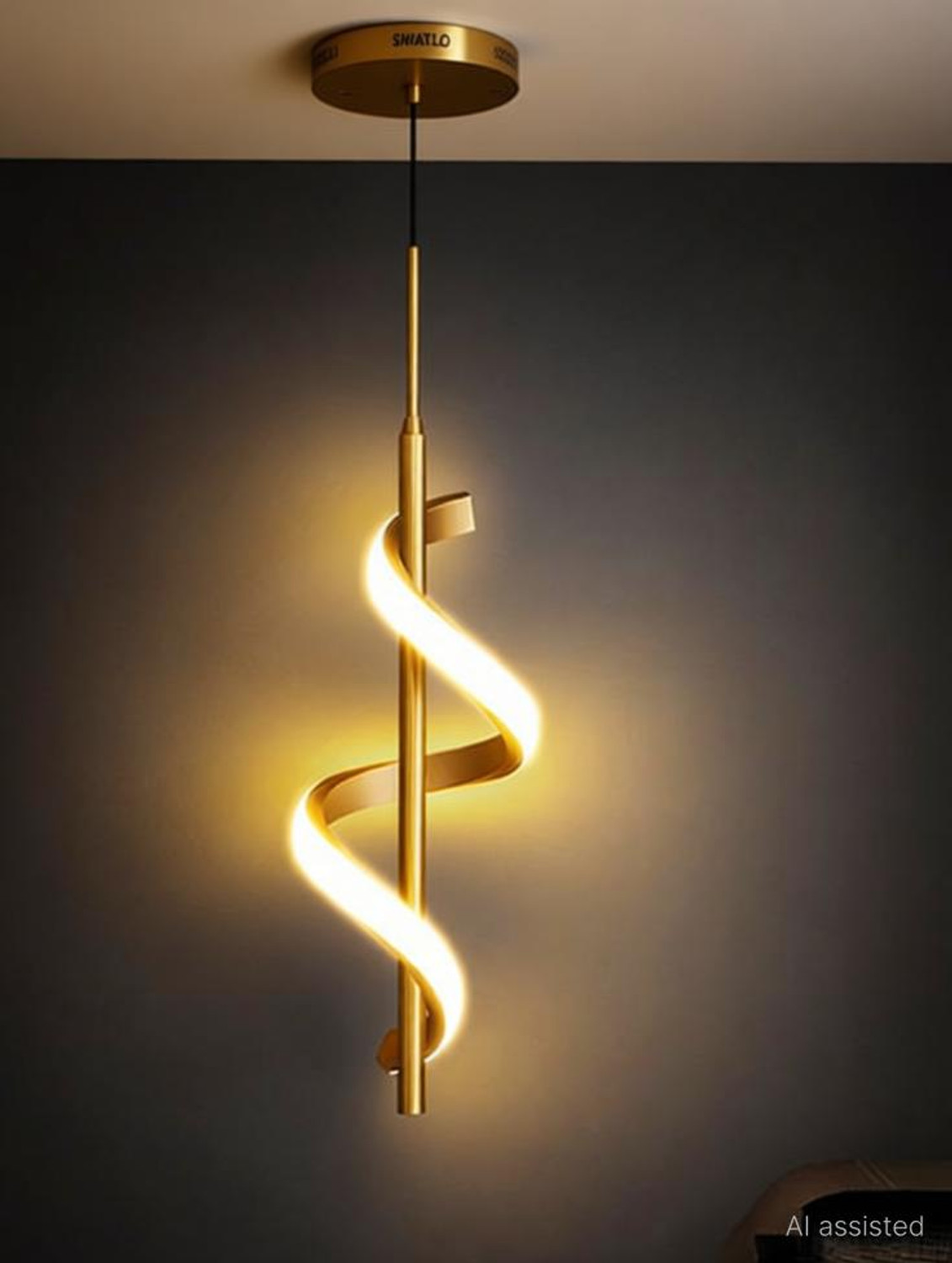 Image of SWIATLO Luxury Gold Spiral LED Light | Modern Artistic Hanging Lamp for Living Room Pendant Lamp Ceiling Lamp